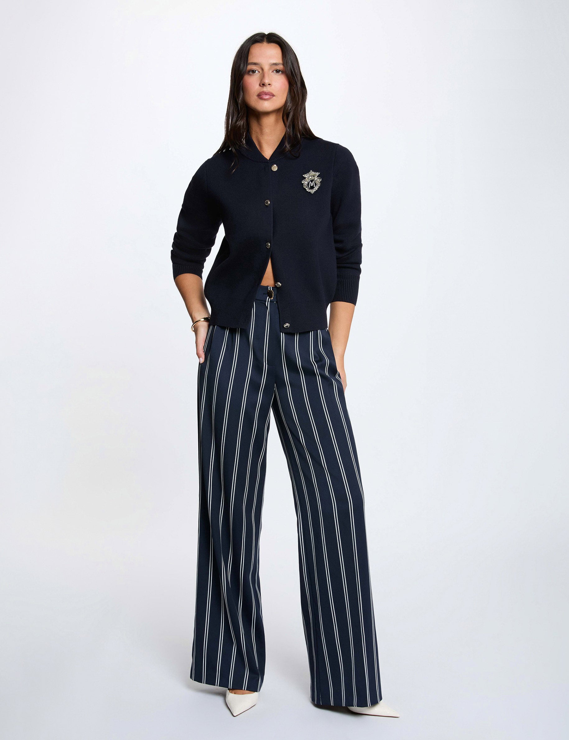 Pull col teddy bleu marine femme