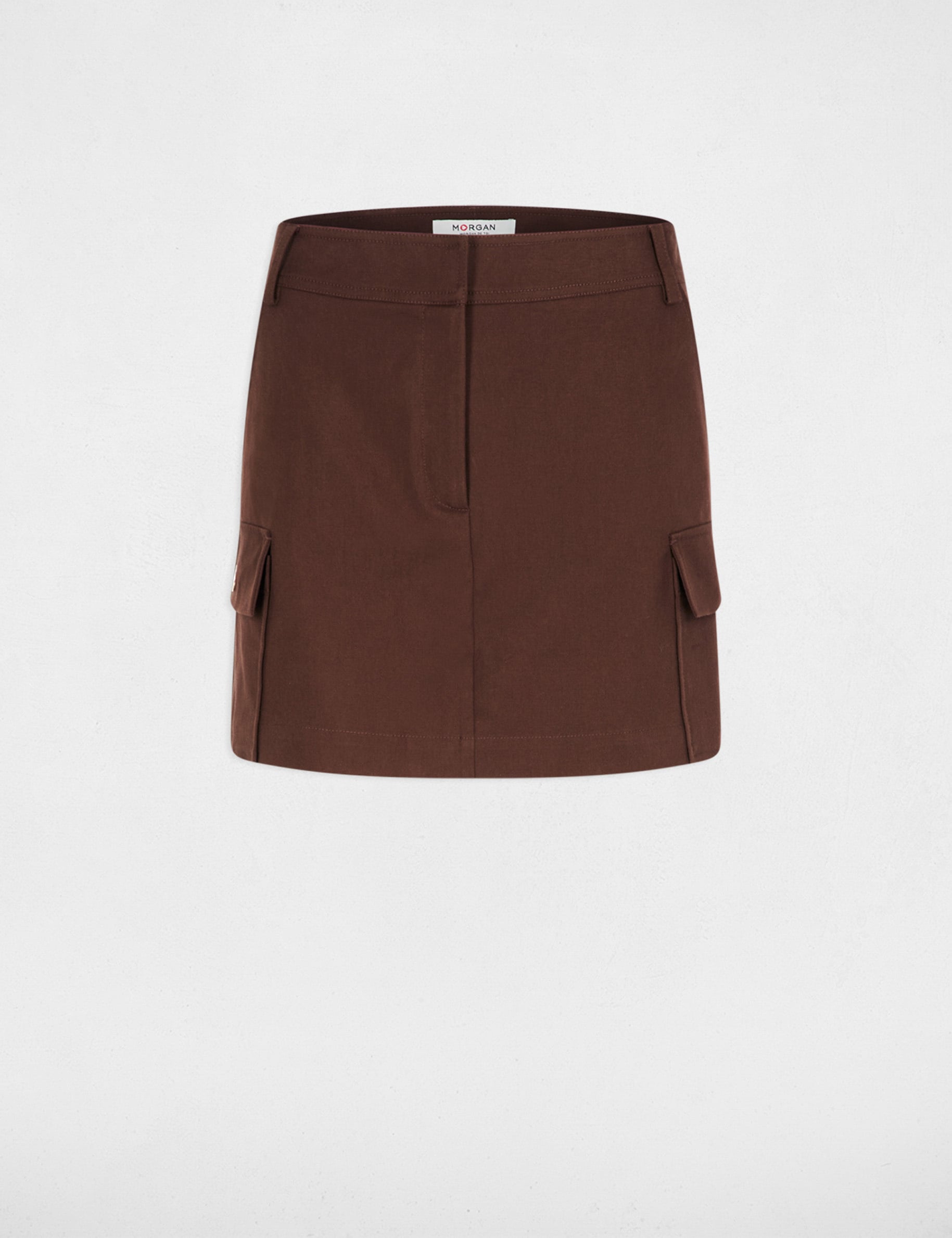 Jupe-short ajust&eacute;e courte marron fonc&eacute; femme