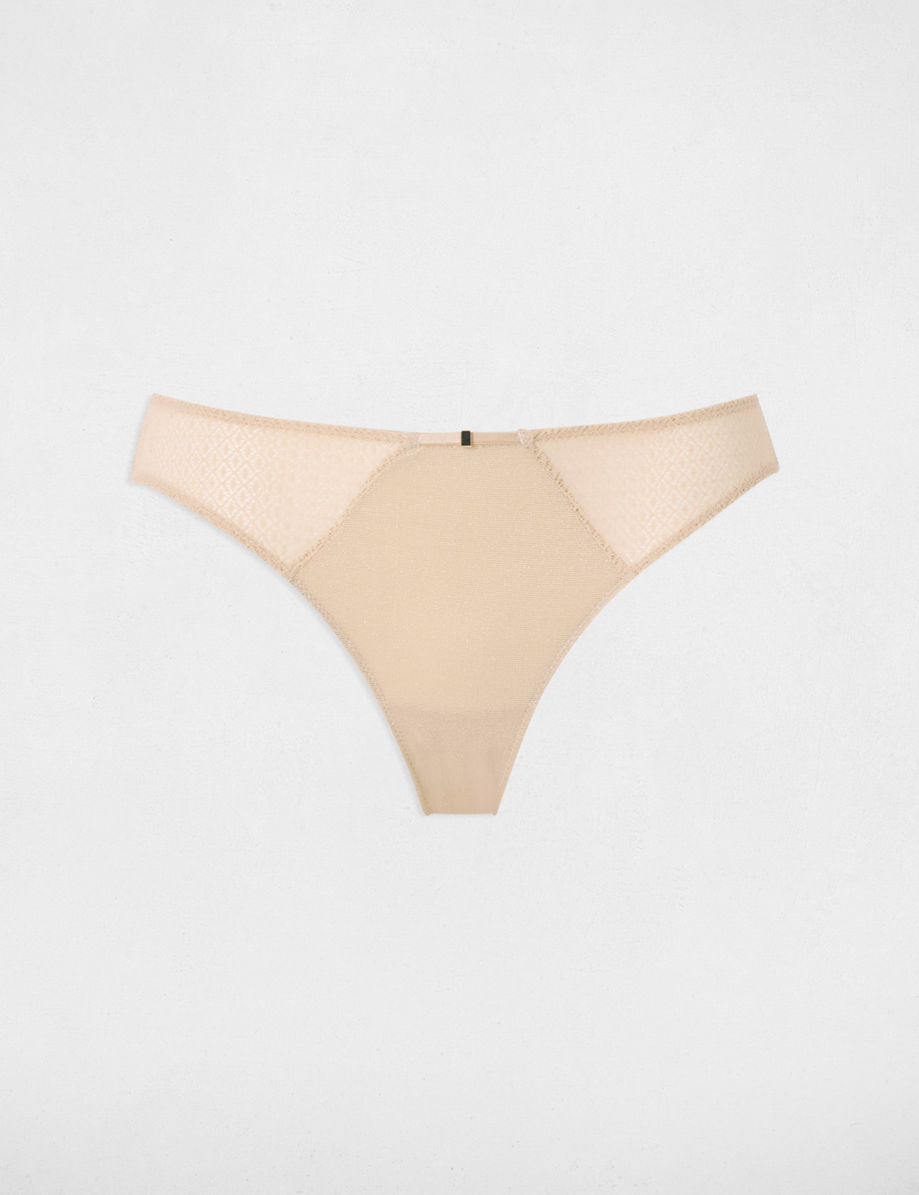 Slip dentelle taille basse beige femme