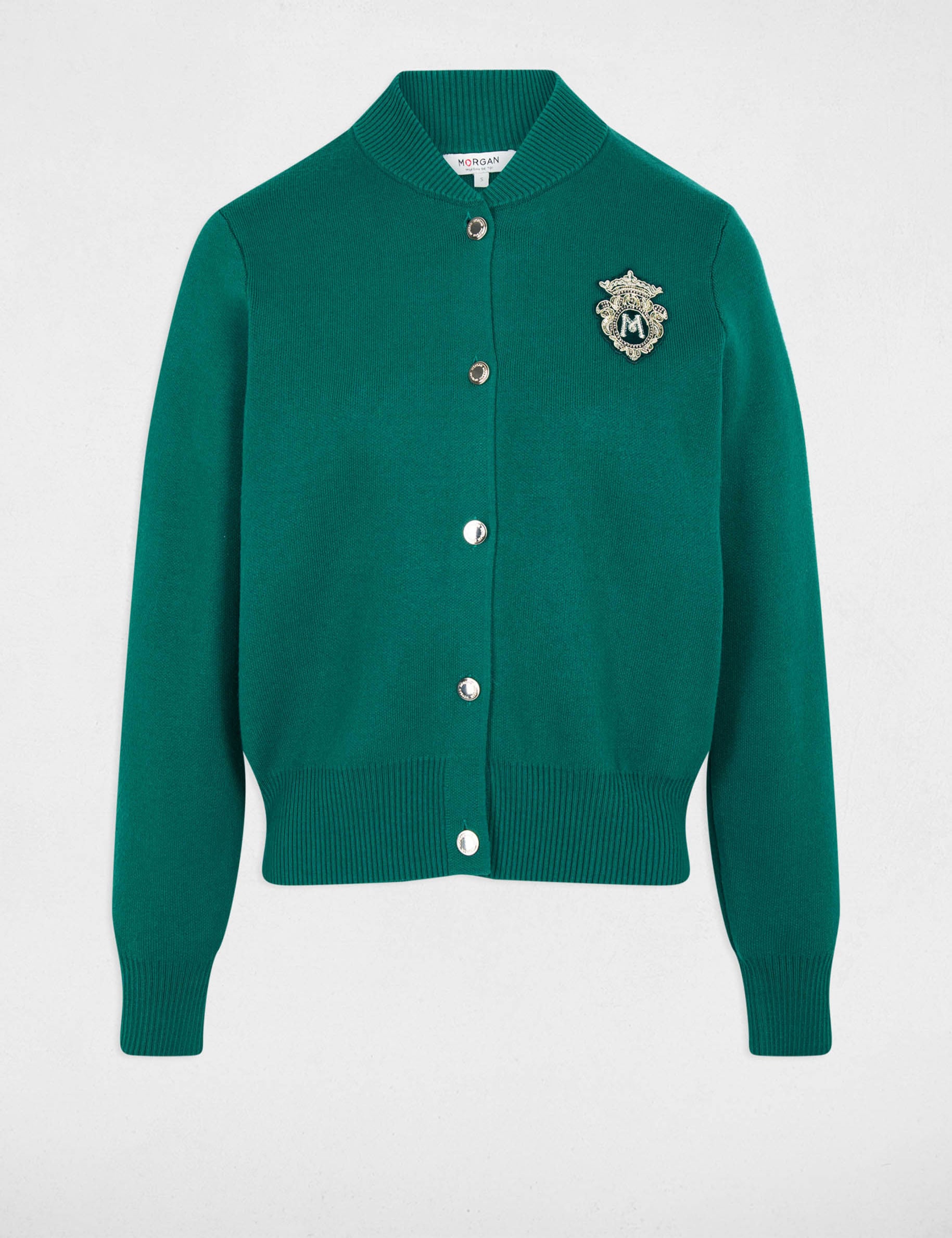 Pull col teddy vert femme