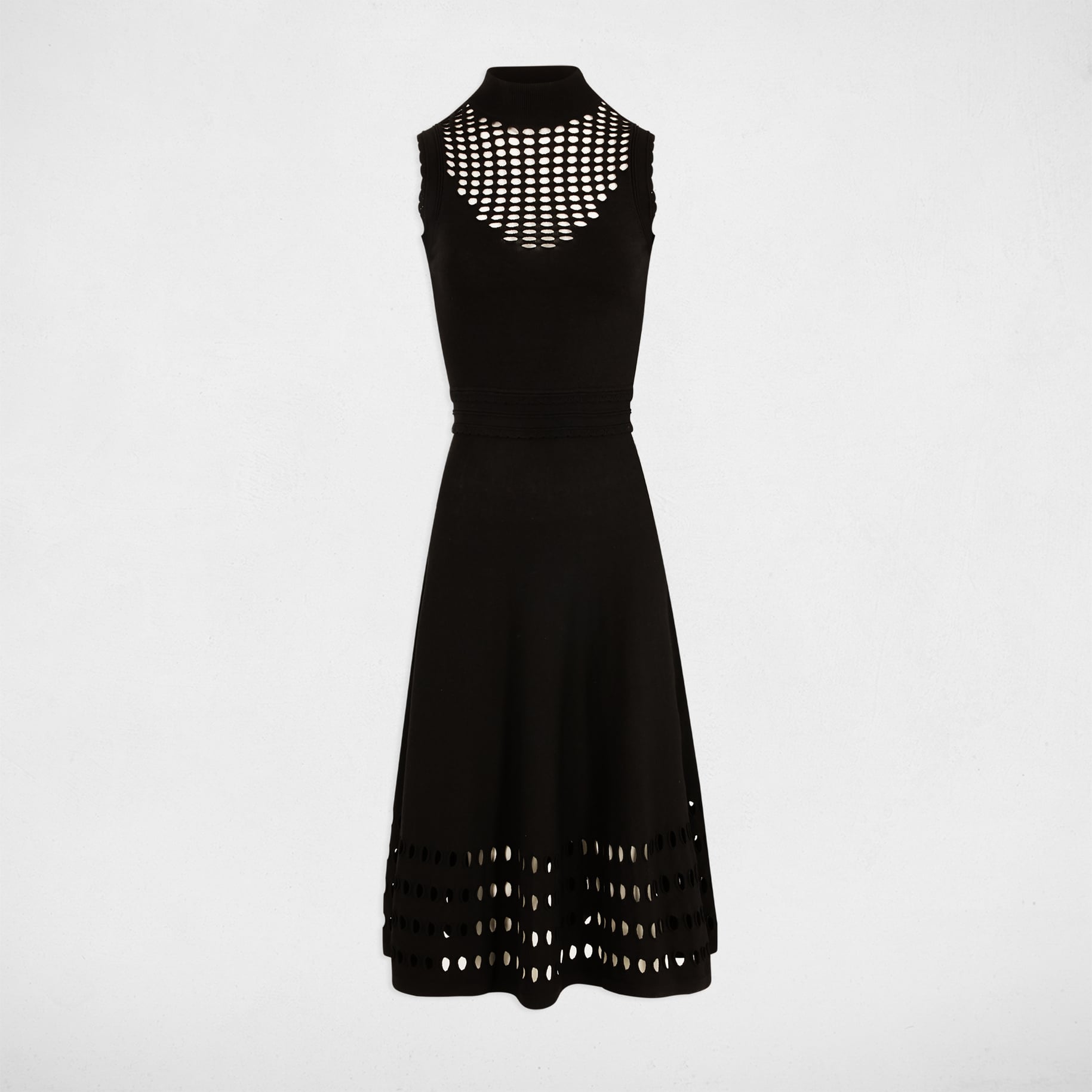 Robe tricot longue ajust&eacute;e noir femme