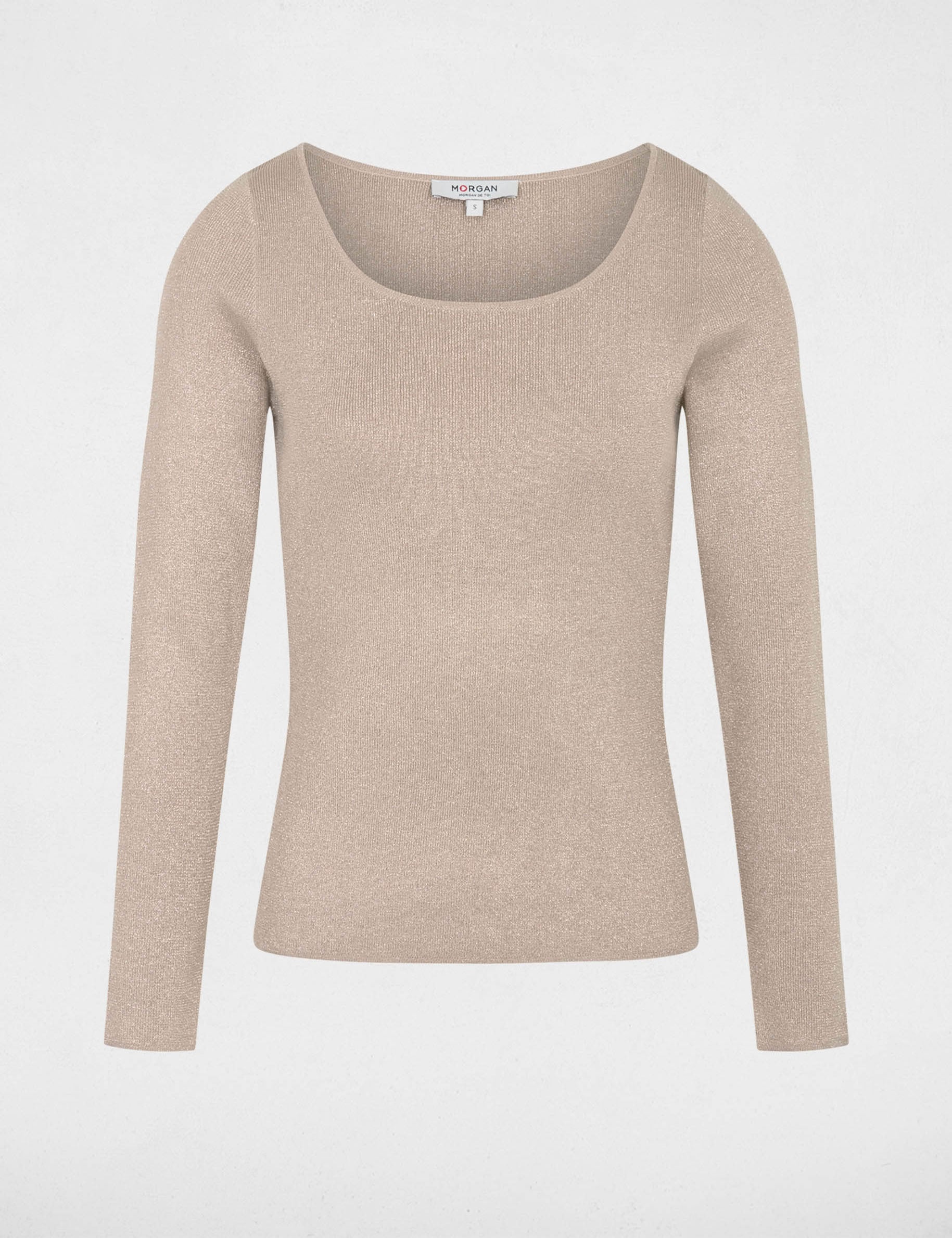 Pull cintr&eacute; col u ecru femme