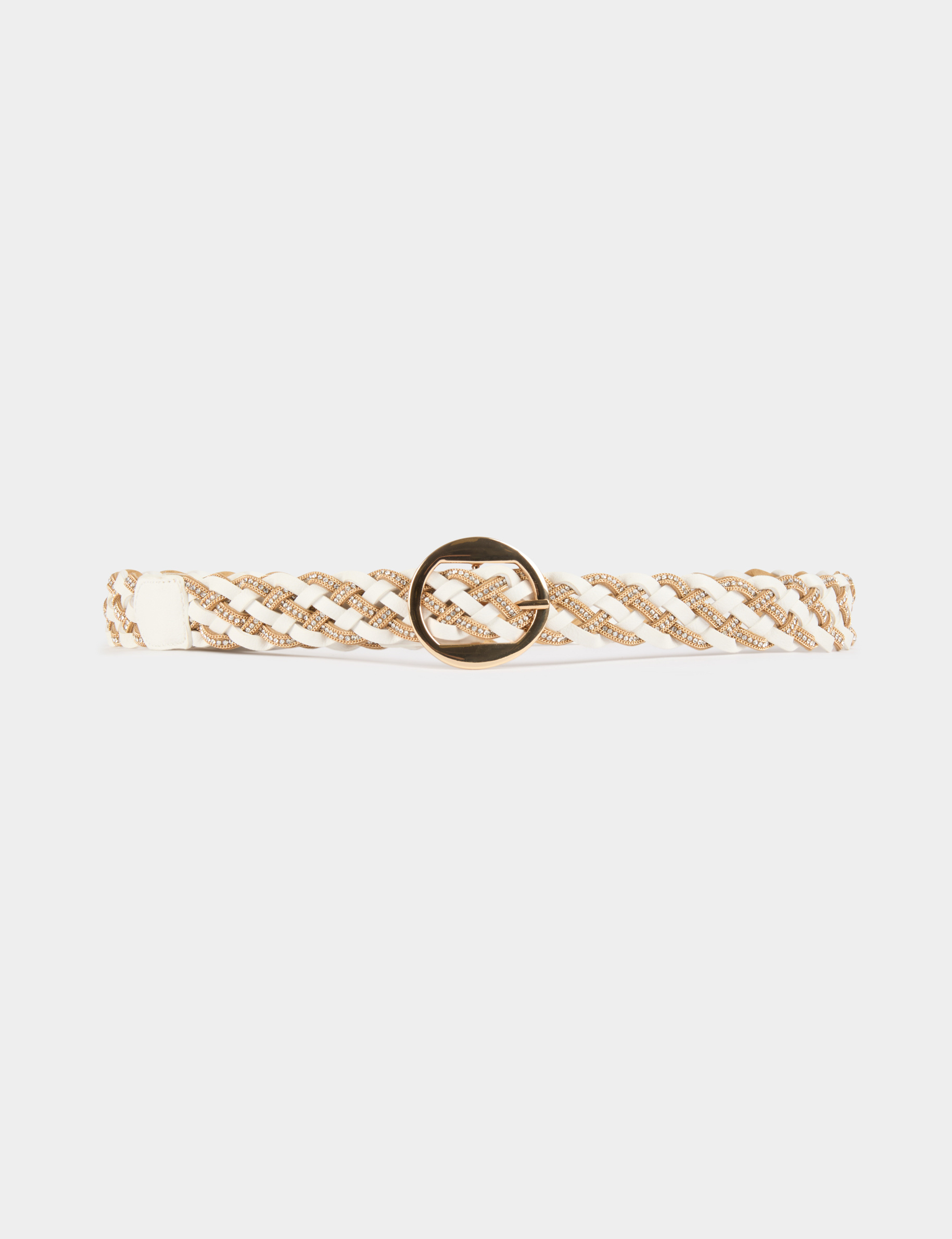 Ceinture large tress&eacute;e blanc femme