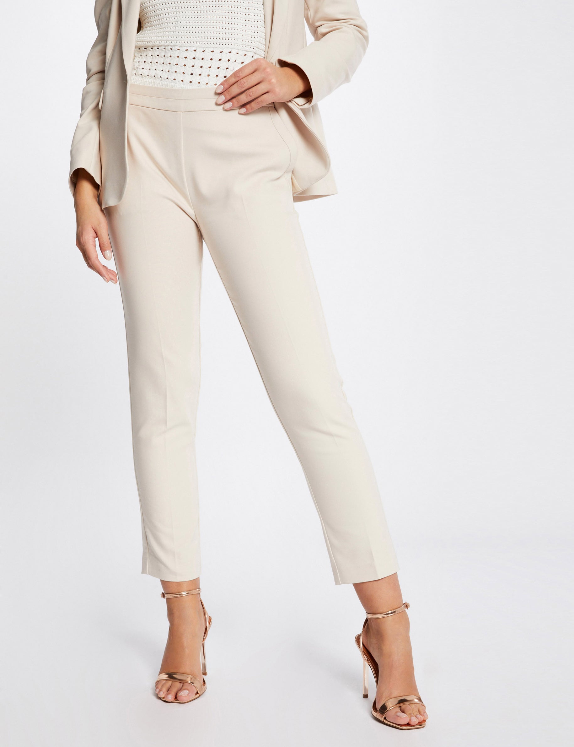 Pantalon cigarette 7/8&egrave;me ivoire femme