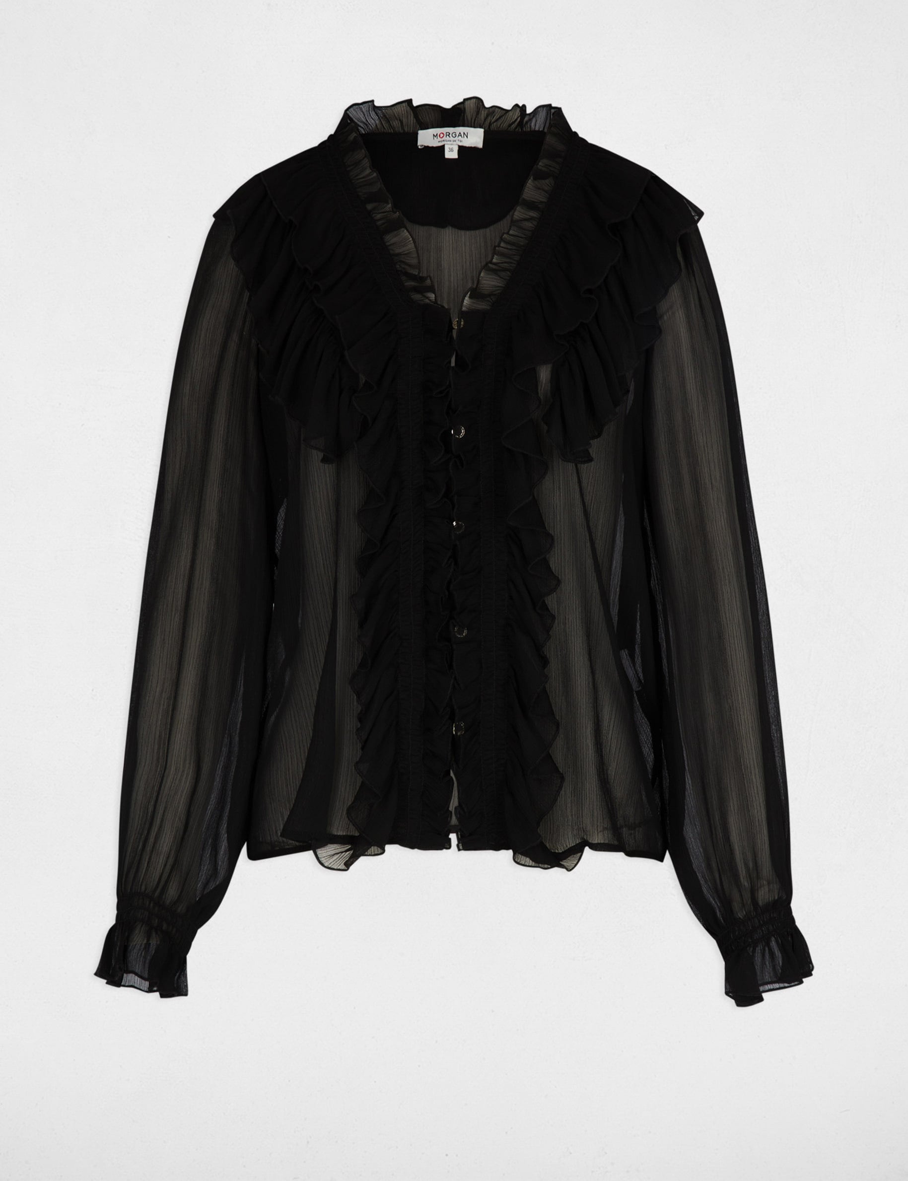 Chemise fluide col v noir femme