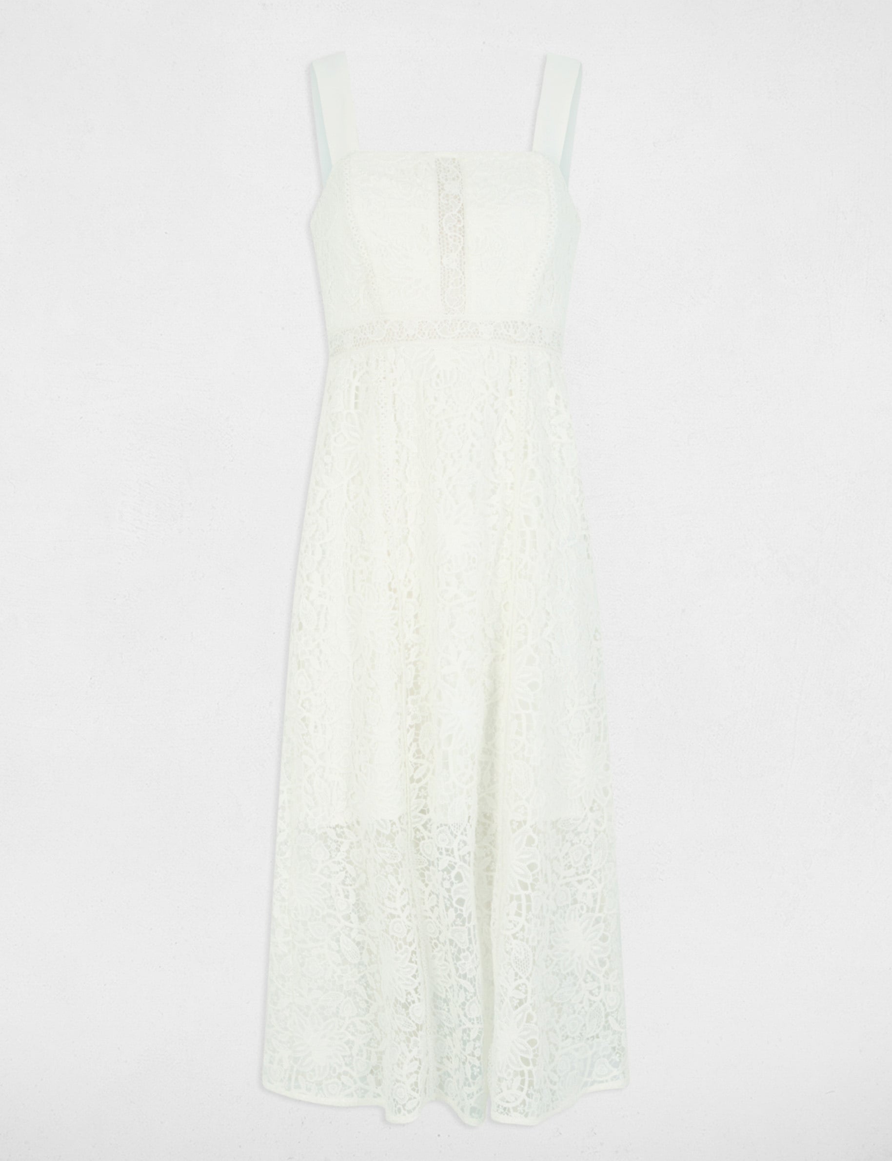 Robe midi trap&egrave;ze dentelle blanc femme