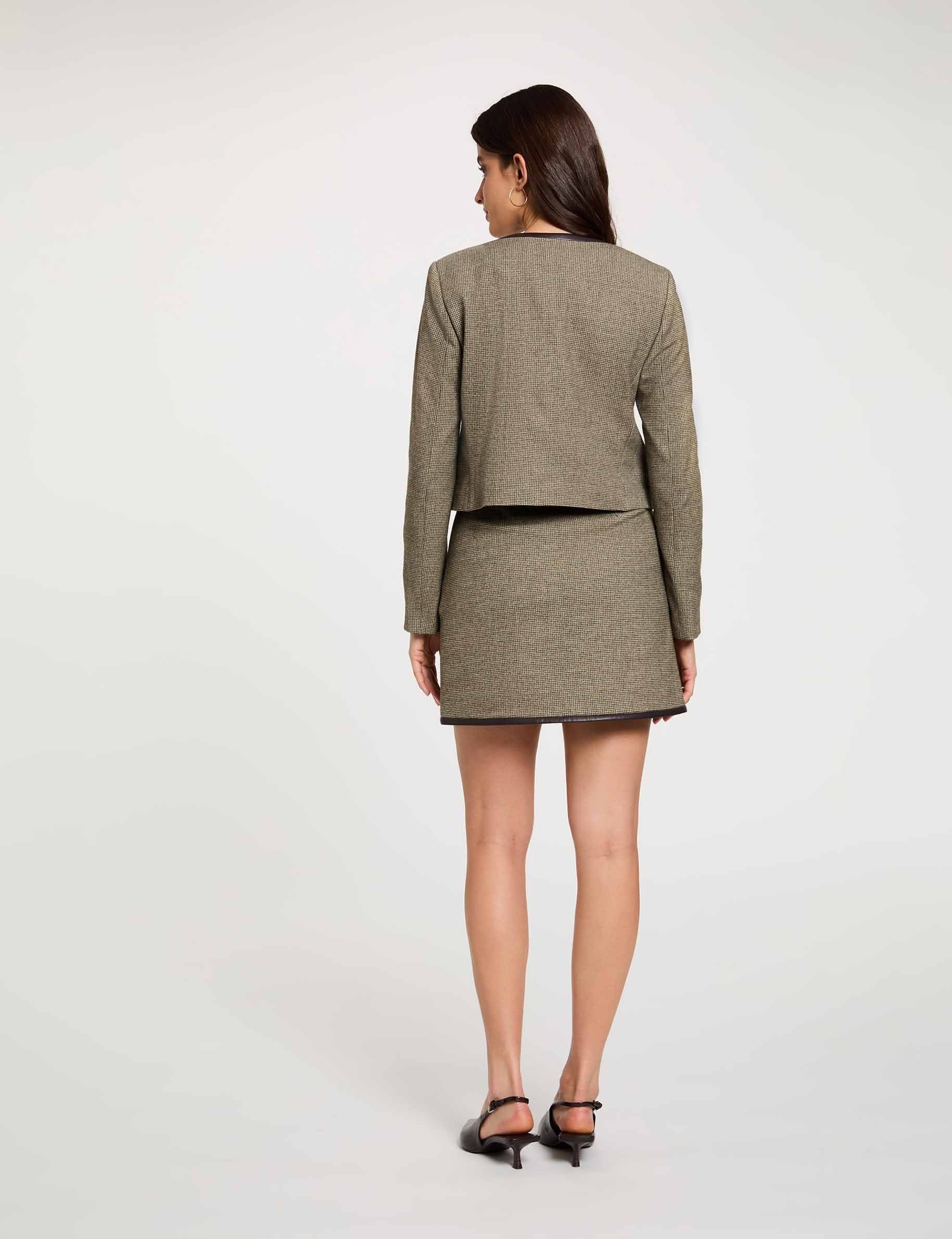 Veste droite cropped vert kaki femme