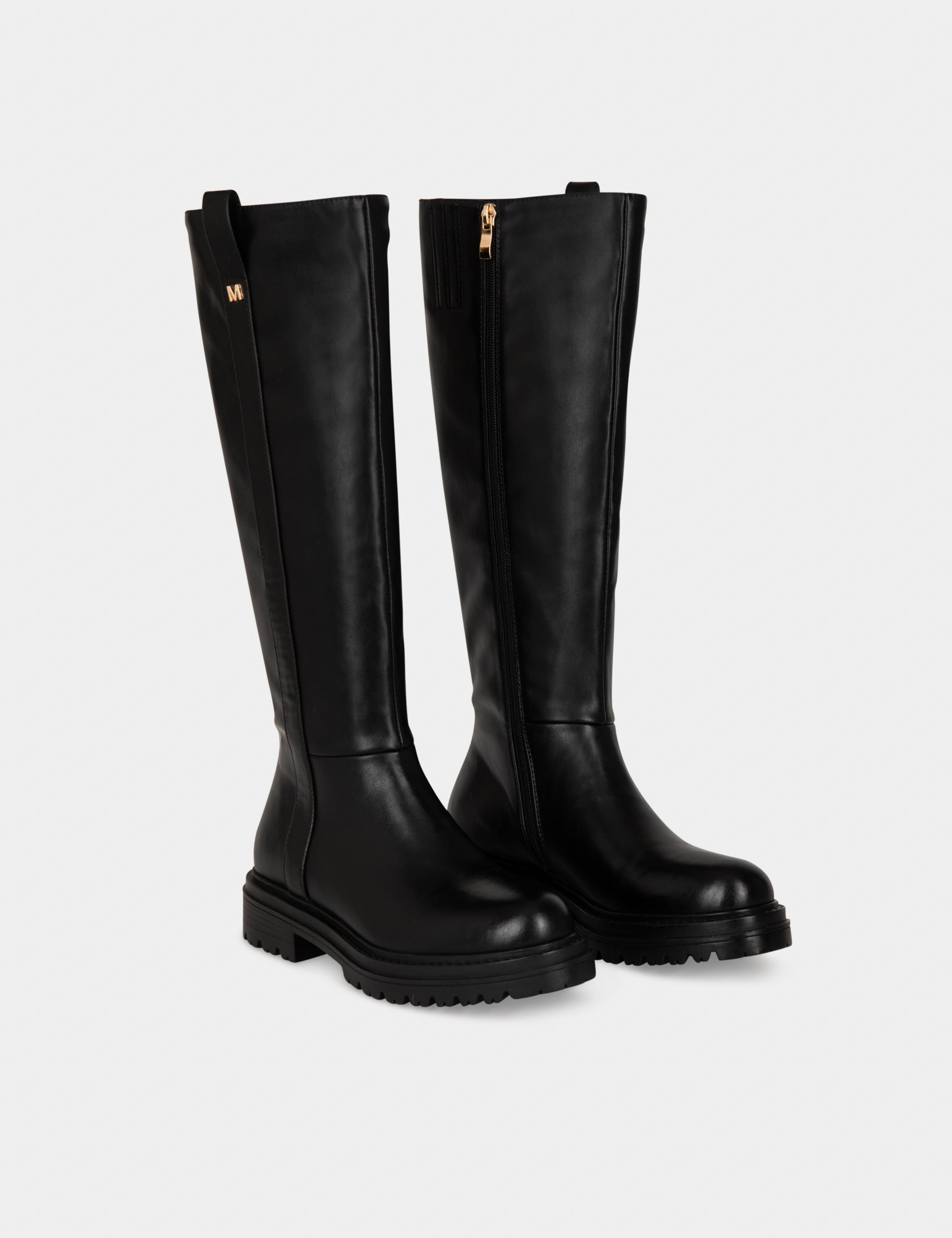 Bottes plates crant&eacute;es noir femme