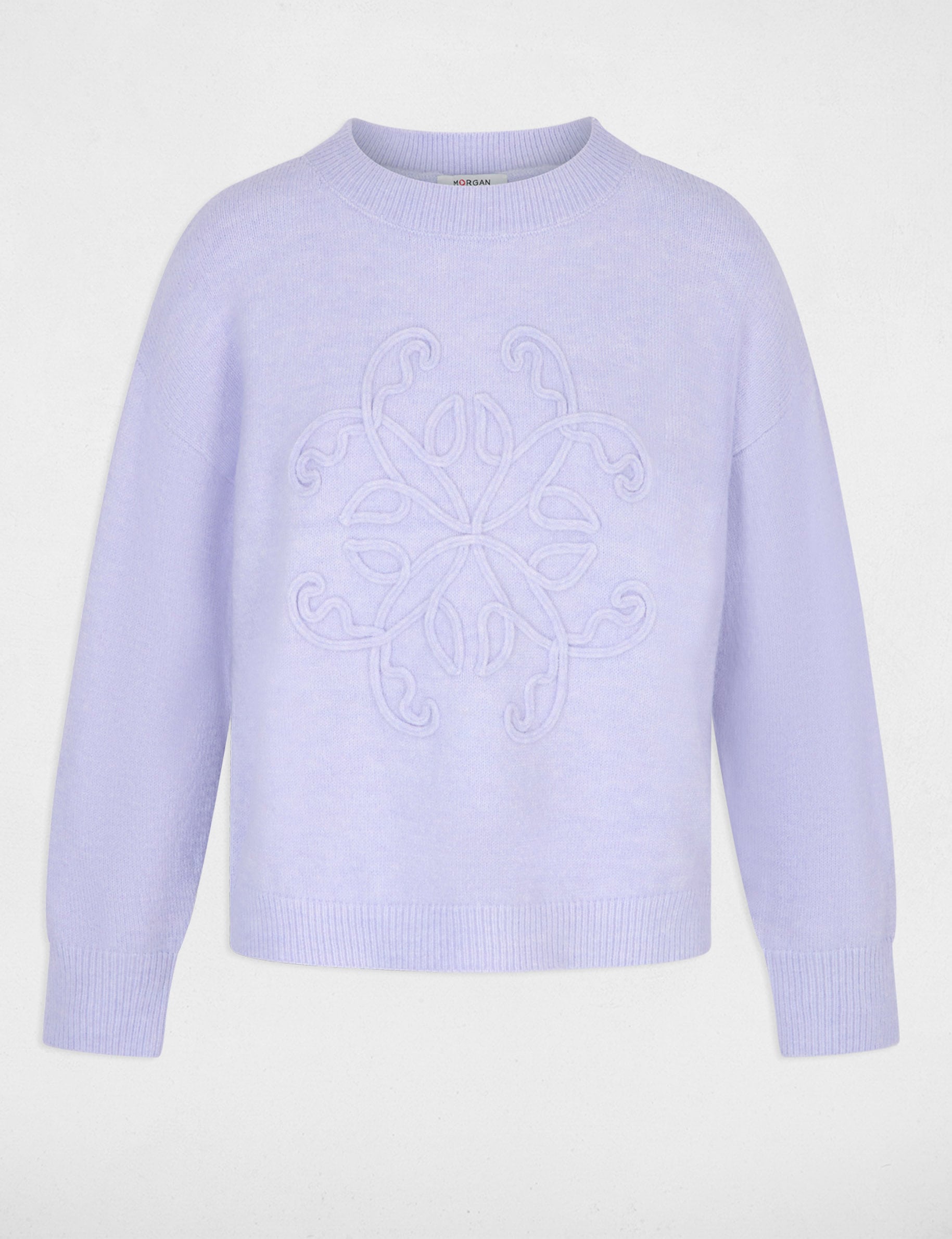 Pull col rond mauve femme