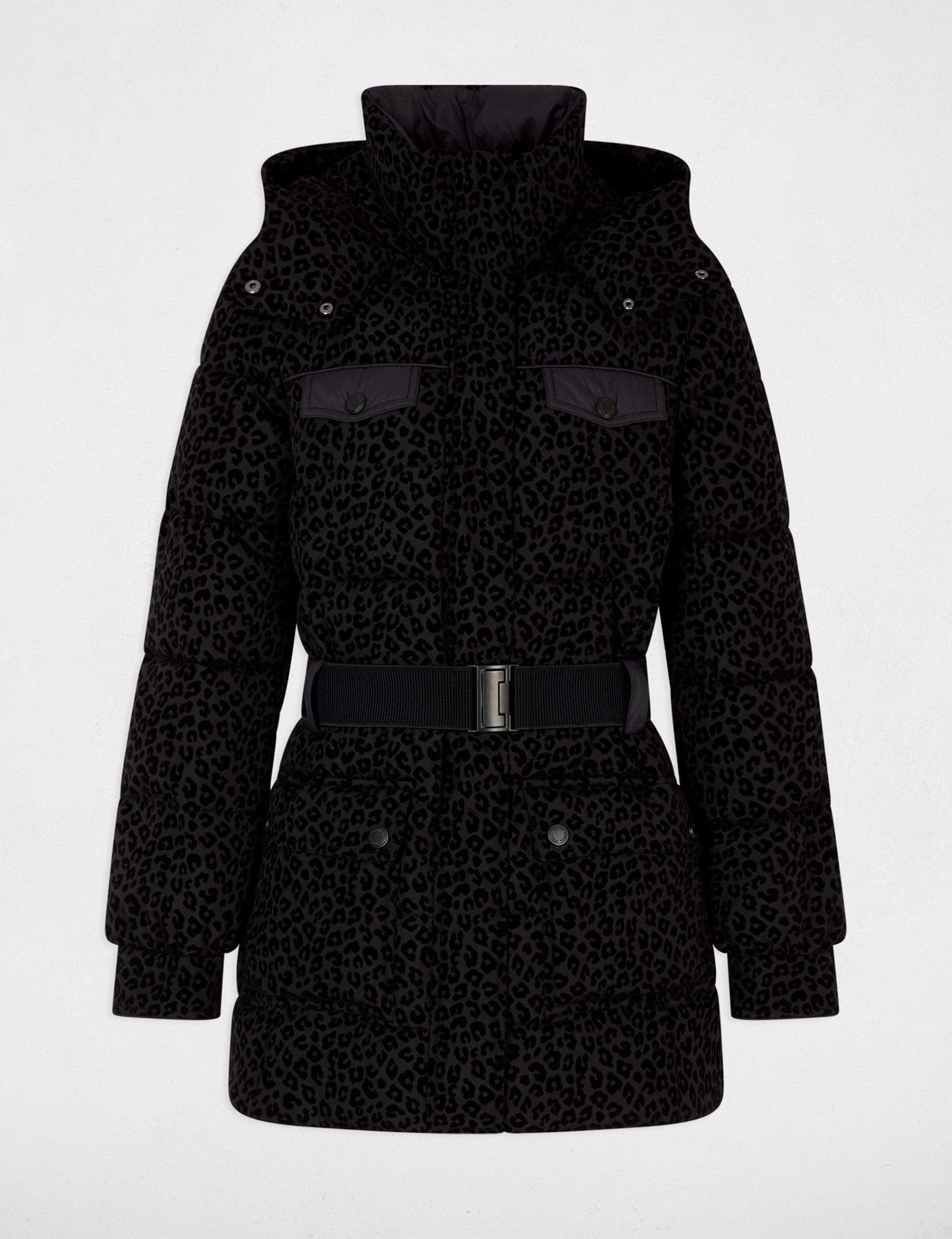 Doudoune ceintur&eacute;e noir femme