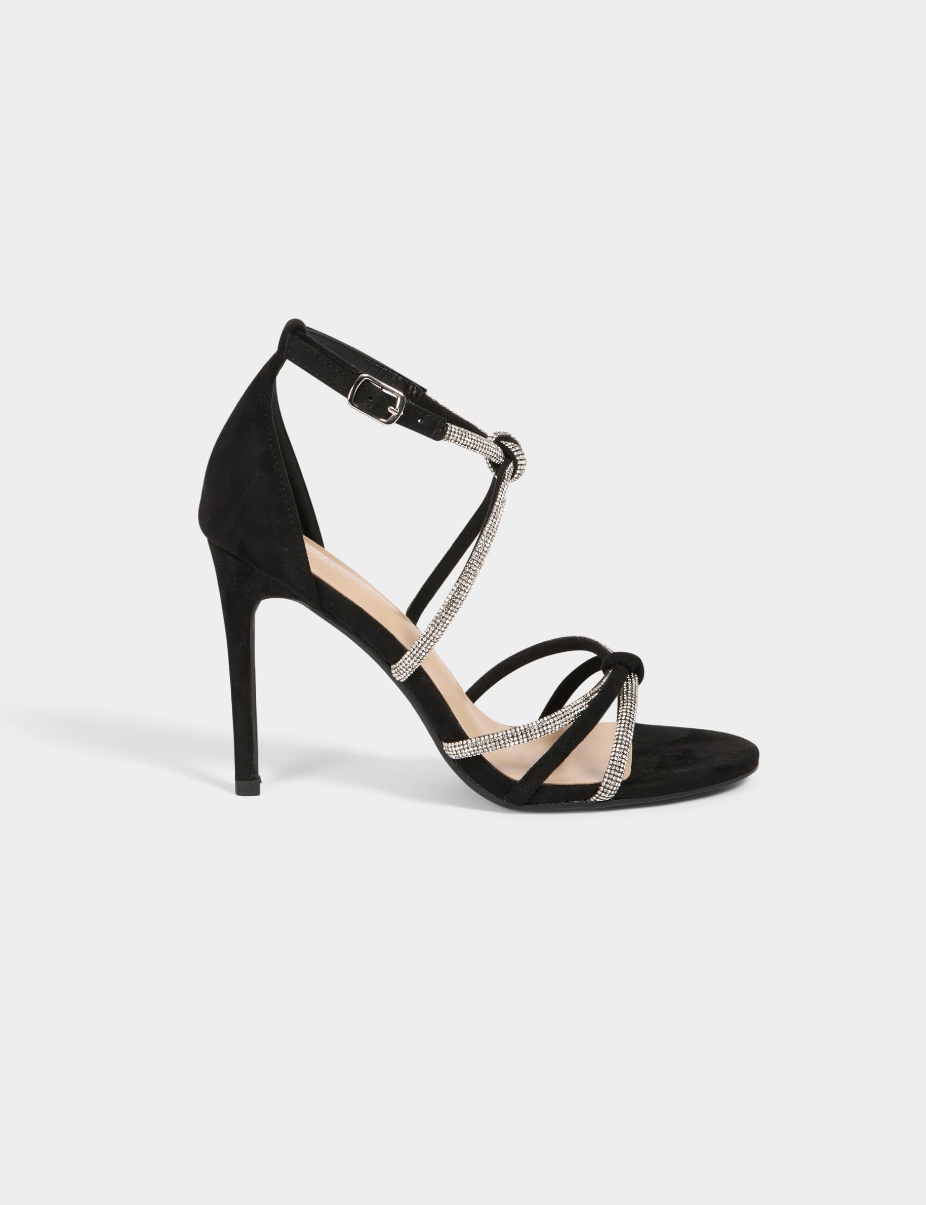 Sandales &agrave; talons avec brides strass noir femme