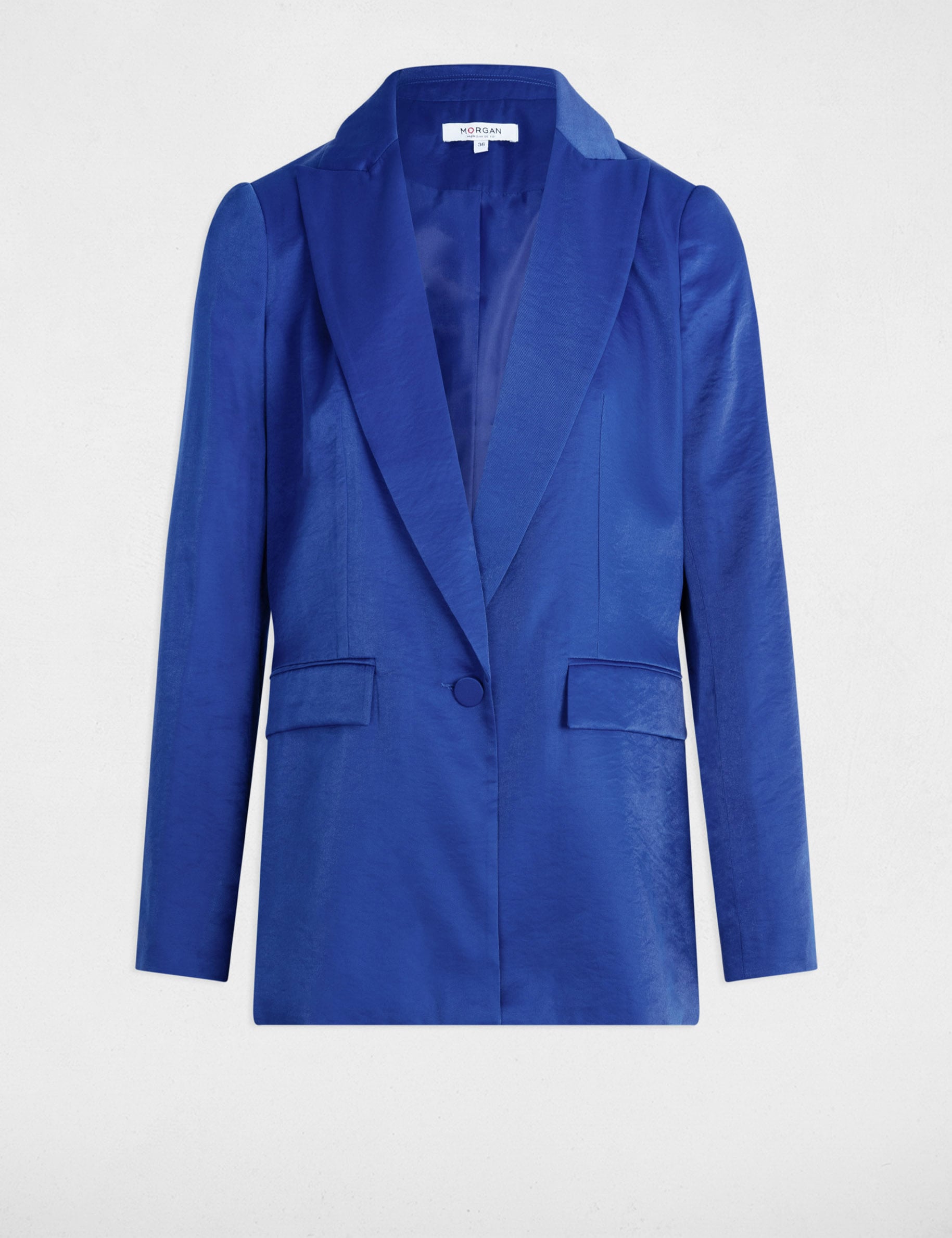 Blazer su&eacute;dine bleu electrique femme