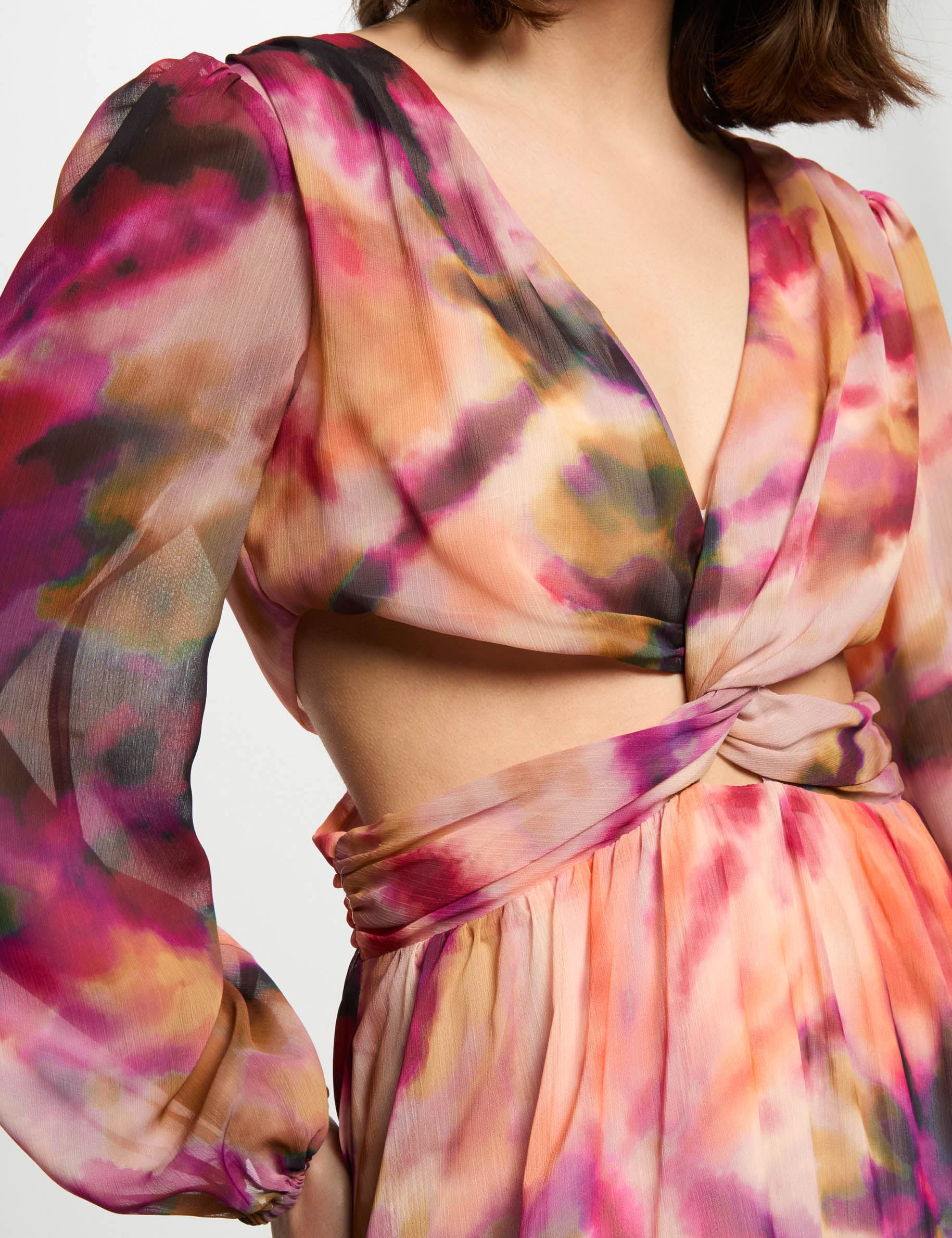 Robe longue droite imprim&eacute;e multicolore femme