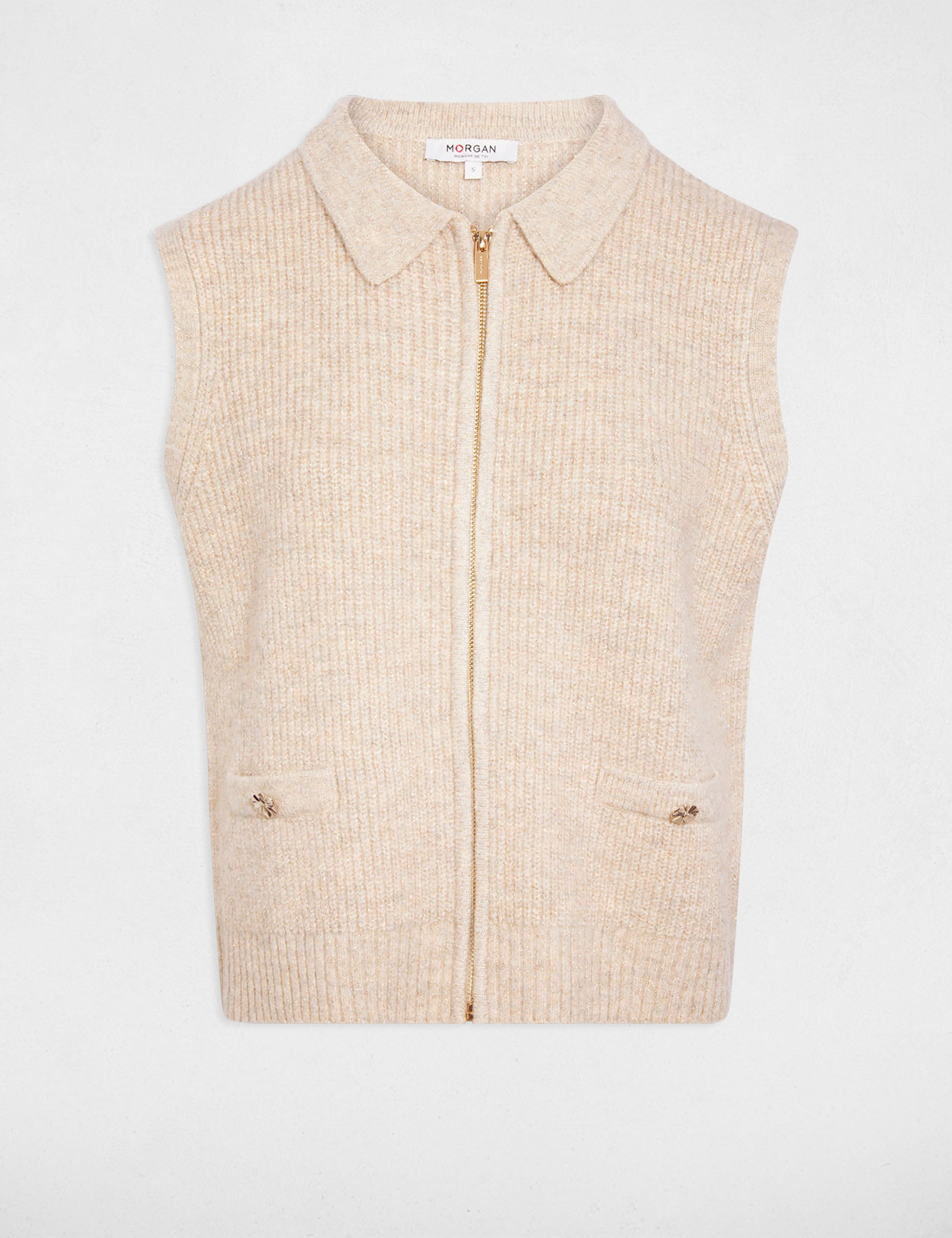 Gilet sans manches creme femme