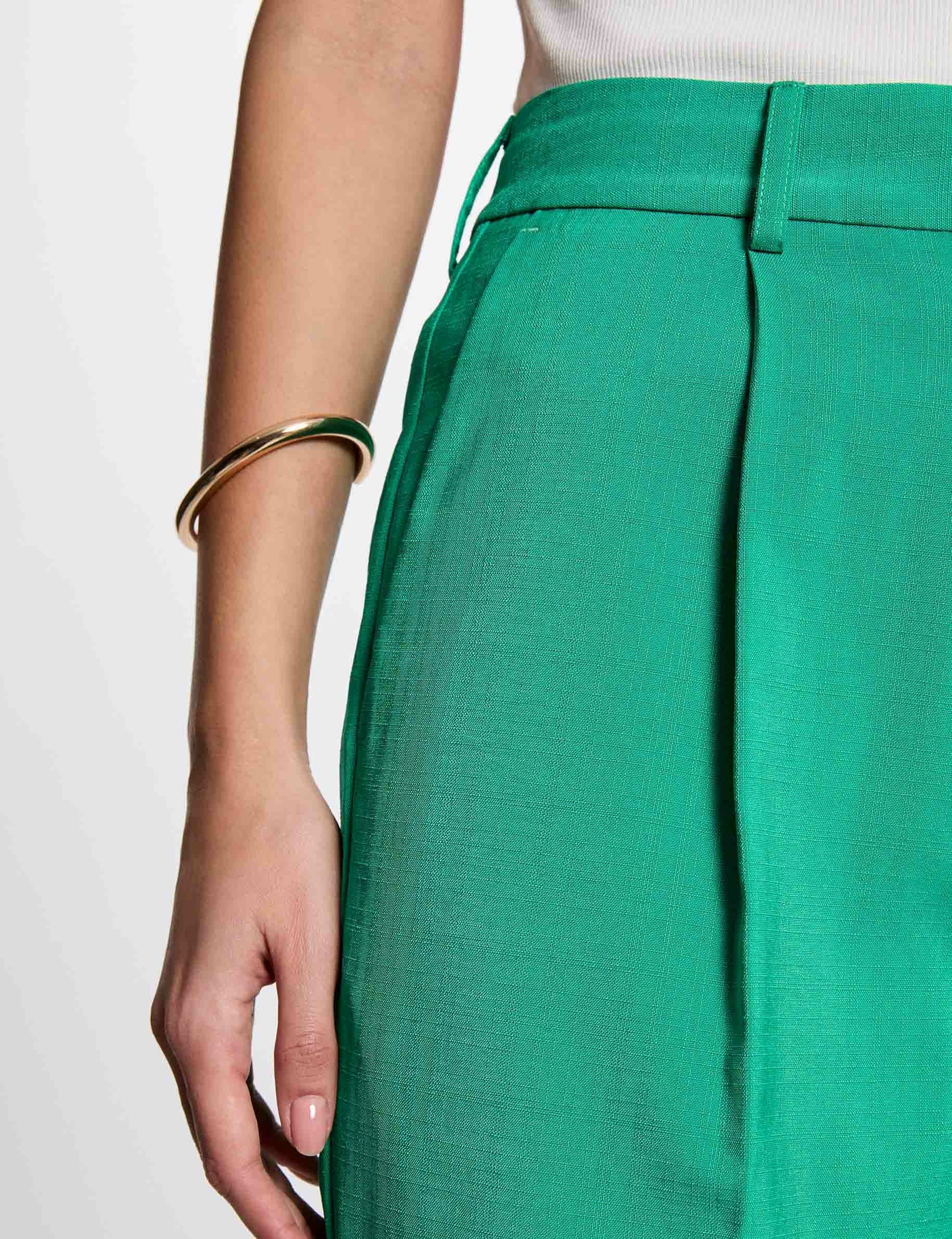 Pantalon droit &agrave; pinces vert &eacute;meraude femme