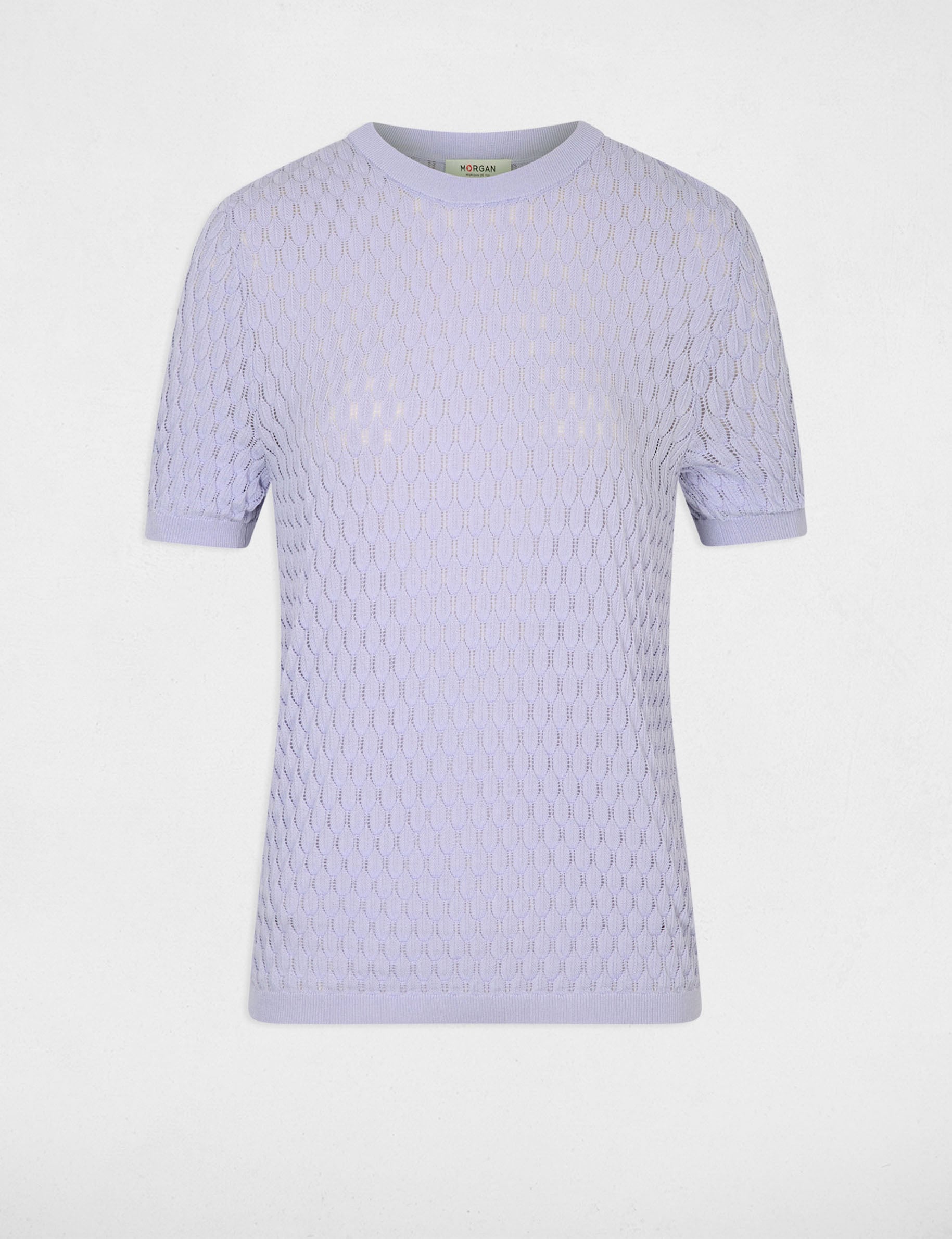 Pull fin col rond mauve femme