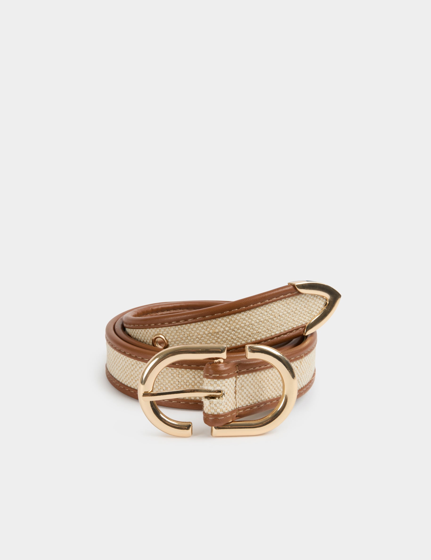 Ceinture fine bicolore beige femme
