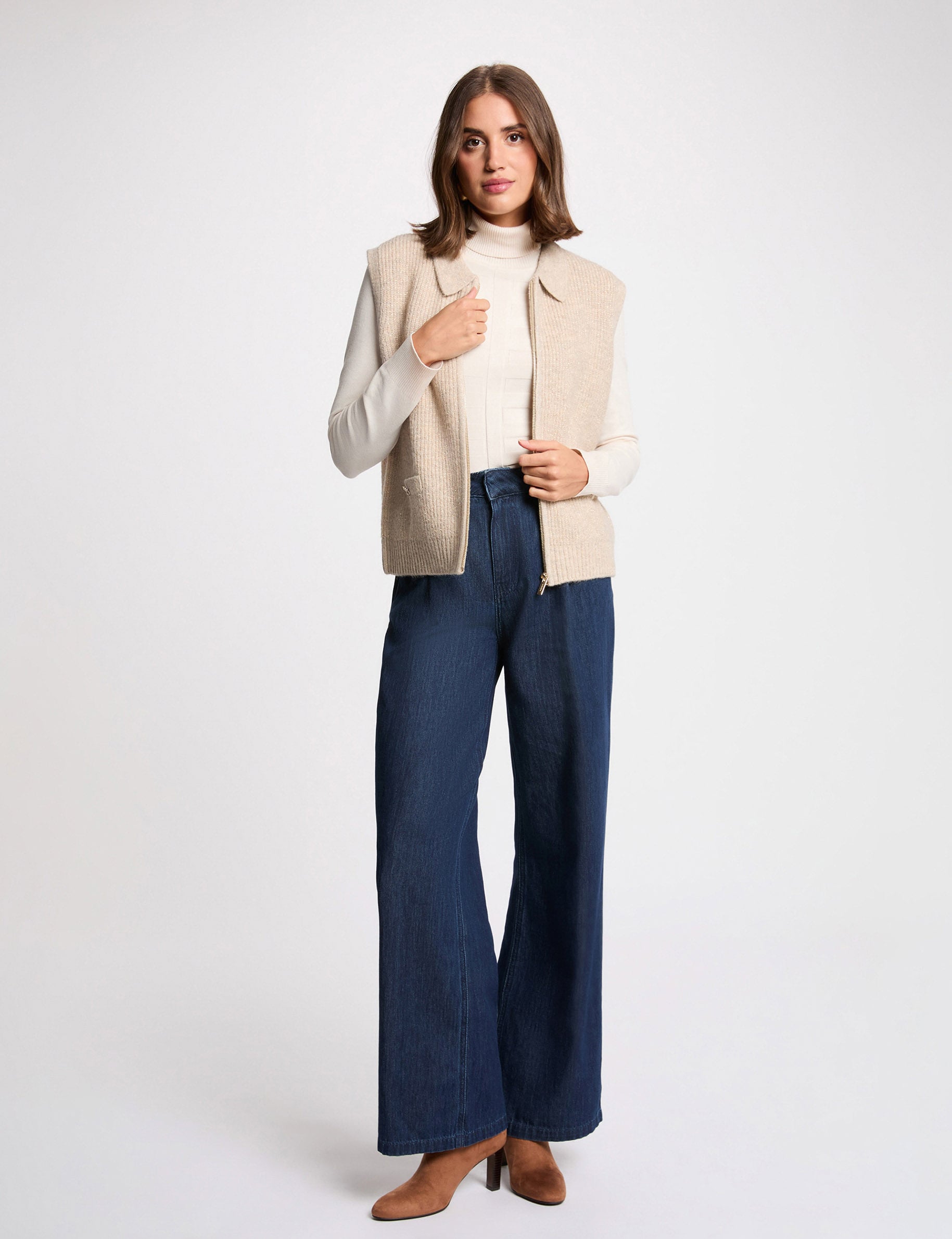 Gilet sans manches creme femme