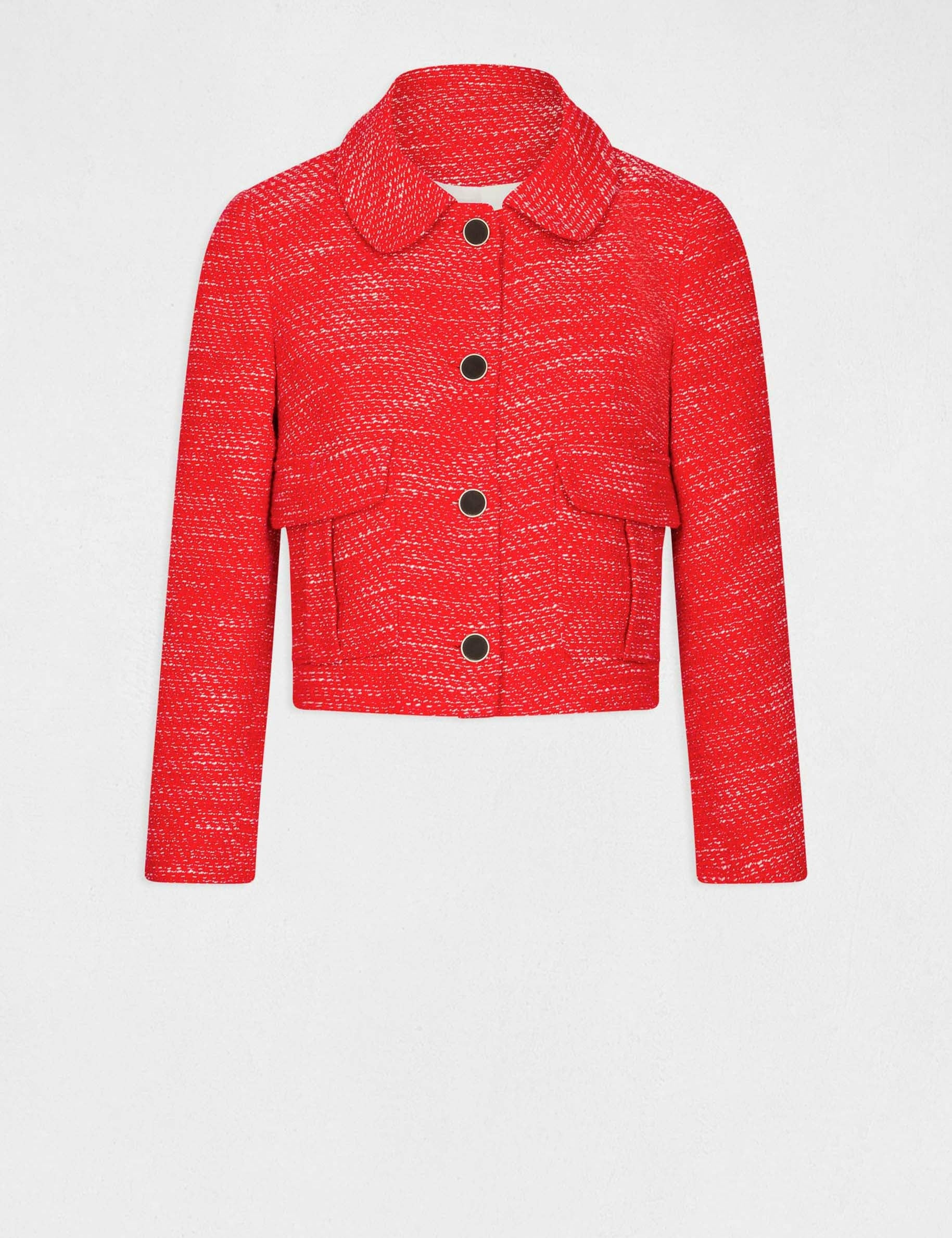 Veste droite boutonn&eacute;e rouge femme