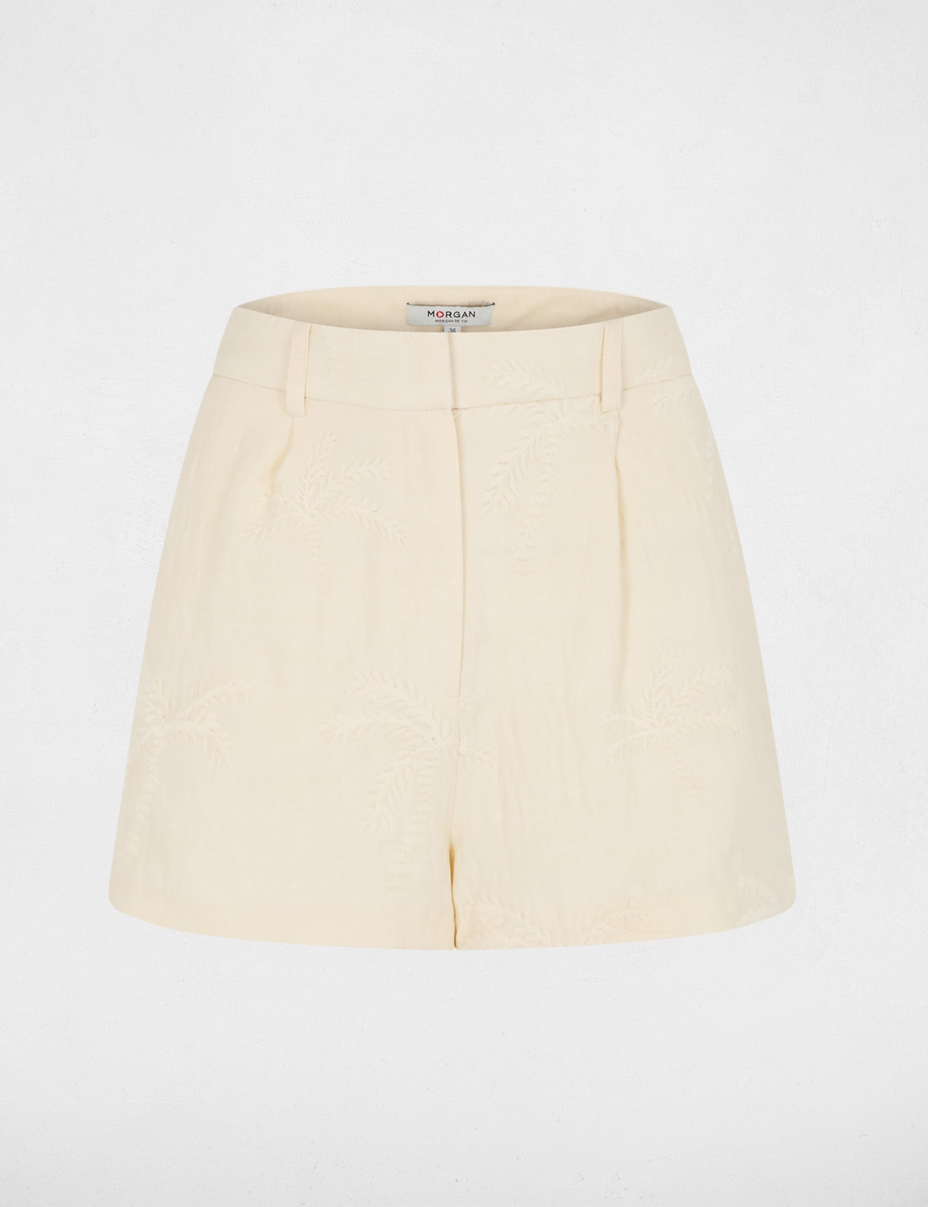 Short taille haute creme femme