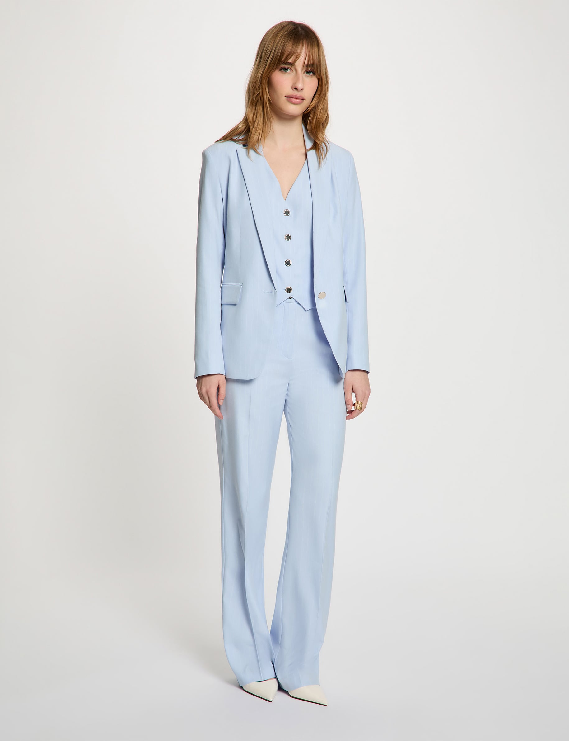 Veste ajust&eacute;e rayures bleu ciel femme
