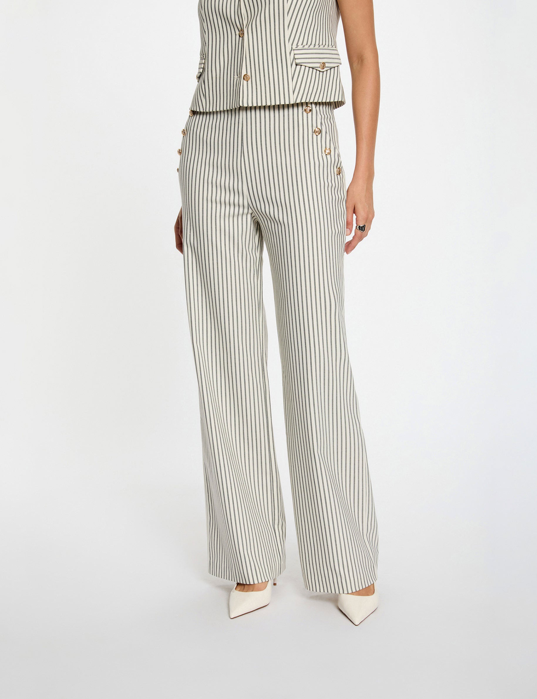 Pantalon large ray&eacute; multicolore femme