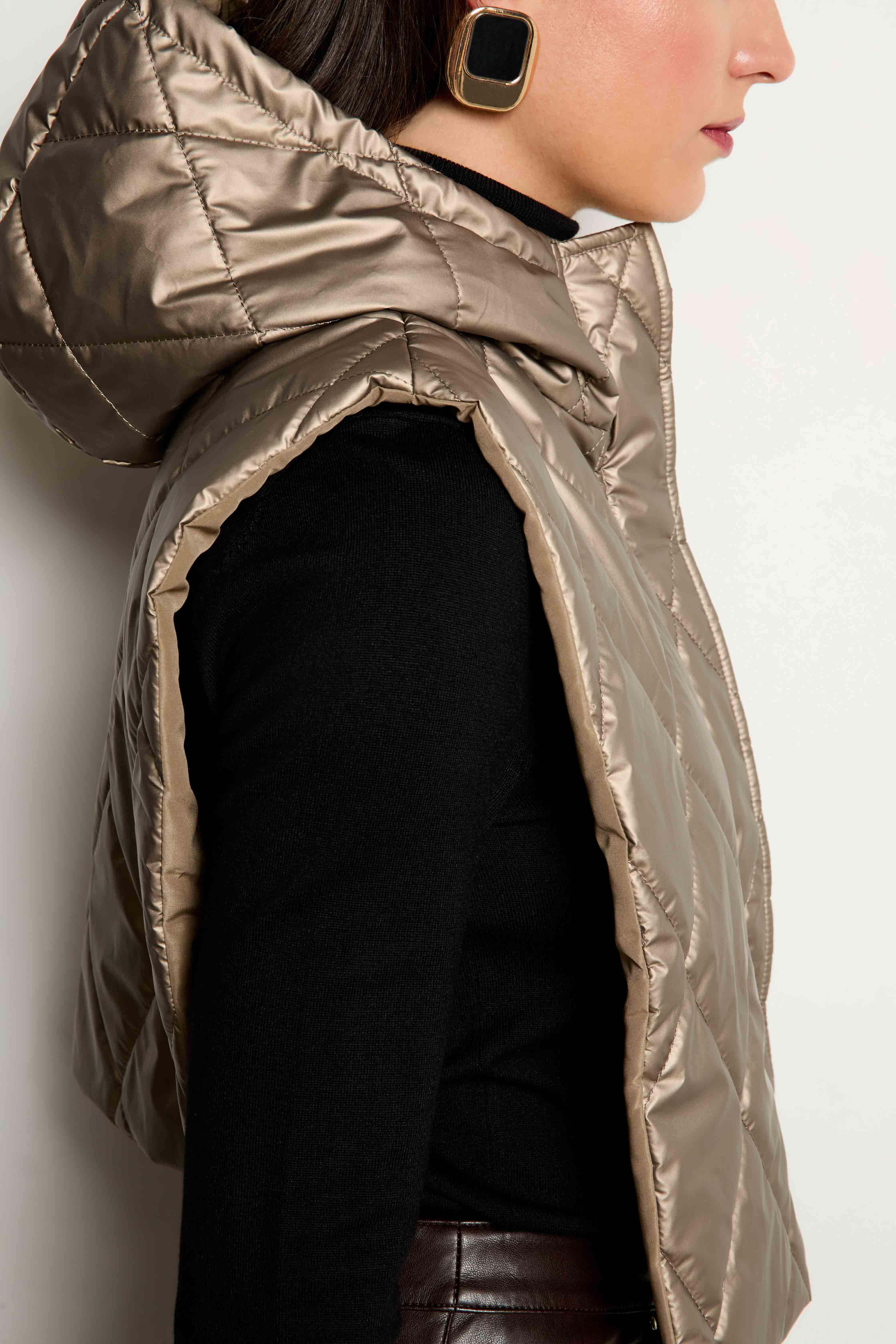Poncho col matelass&eacute; couleur cuivre femme