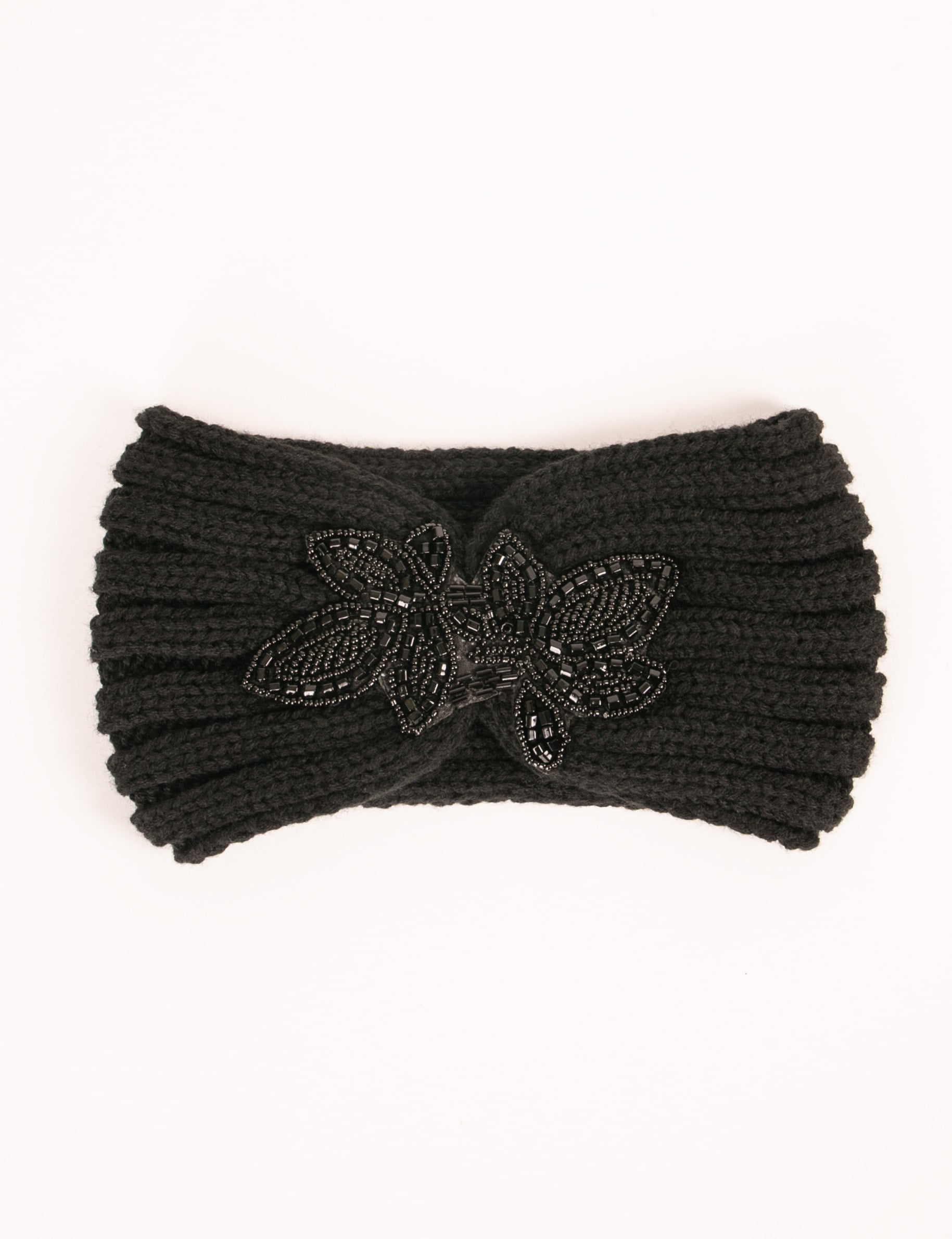 Bandeau avec d&eacute;tail en perles noir femme