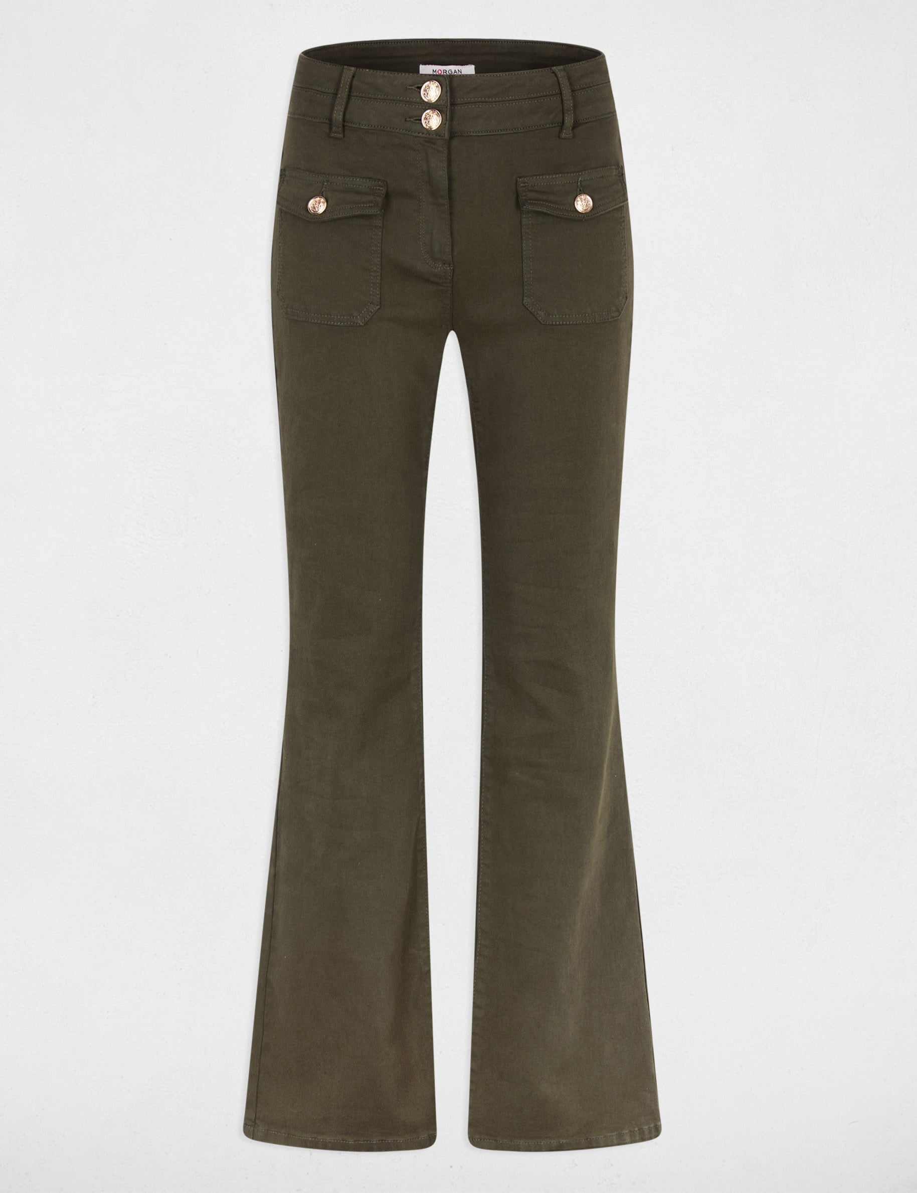 Pantalon bootcut vert kaki femme