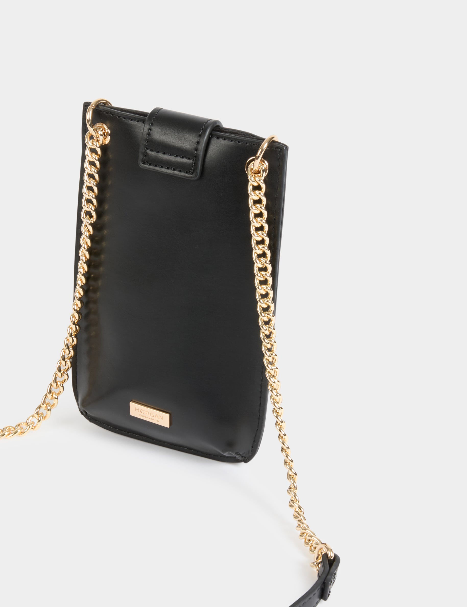 Pochette t&eacute;l&eacute;phone &agrave; clous noir femme