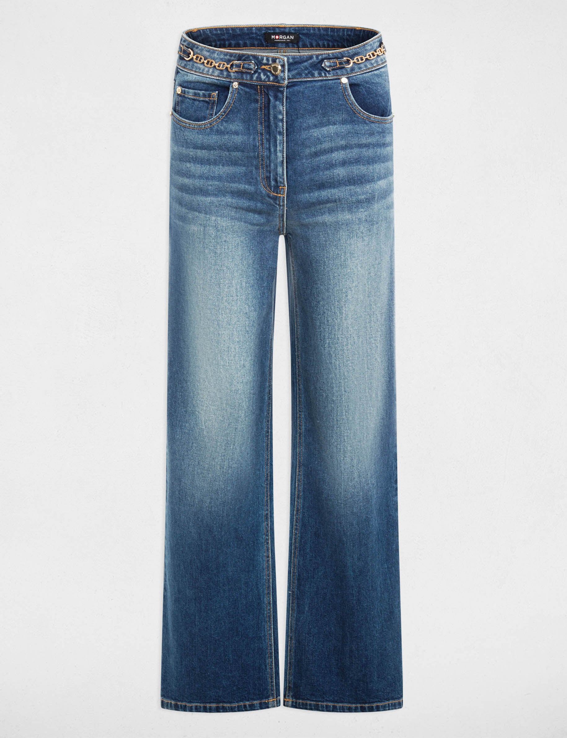 Jean large taille haute denim stone femme