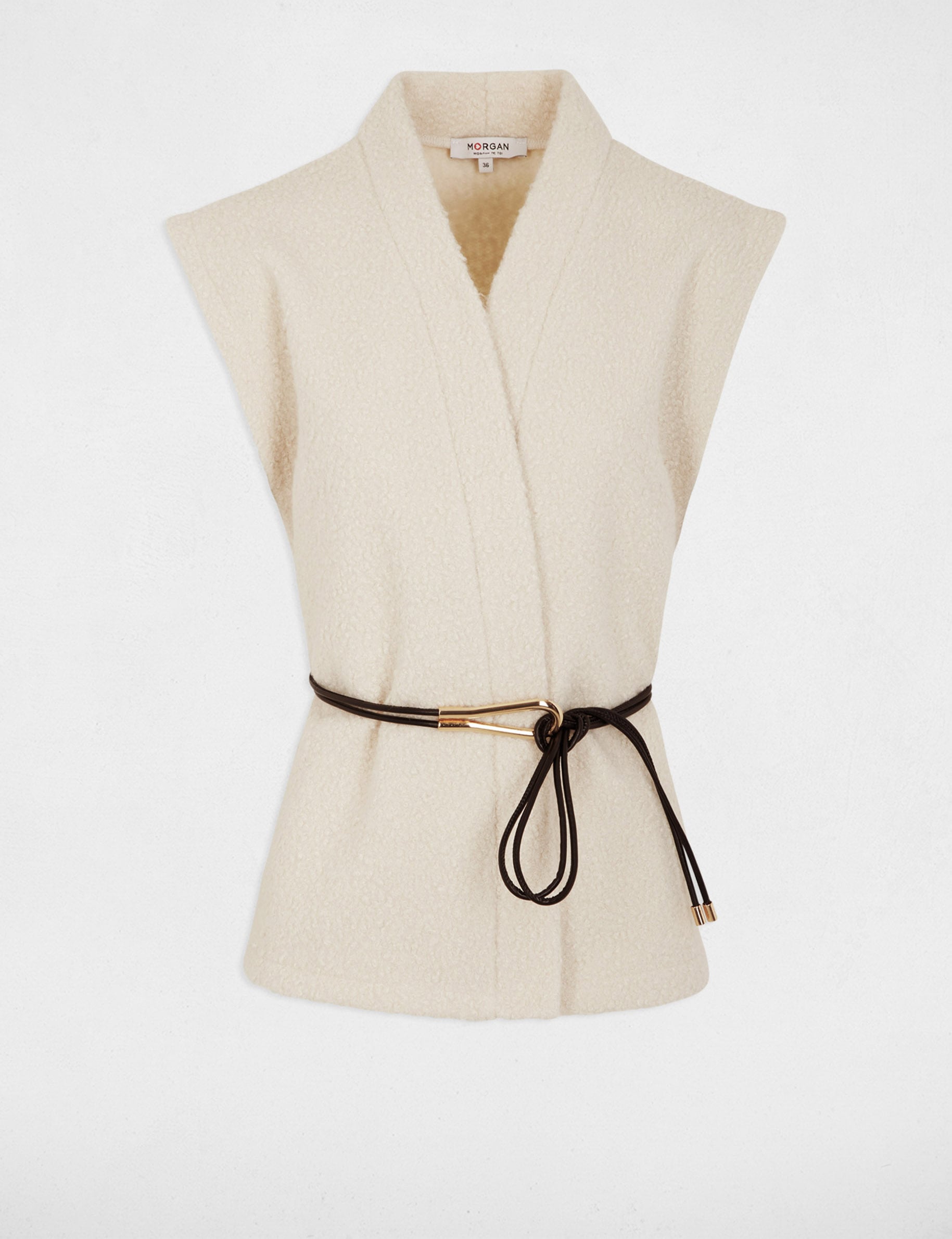 Veste sans manches ivoire femme