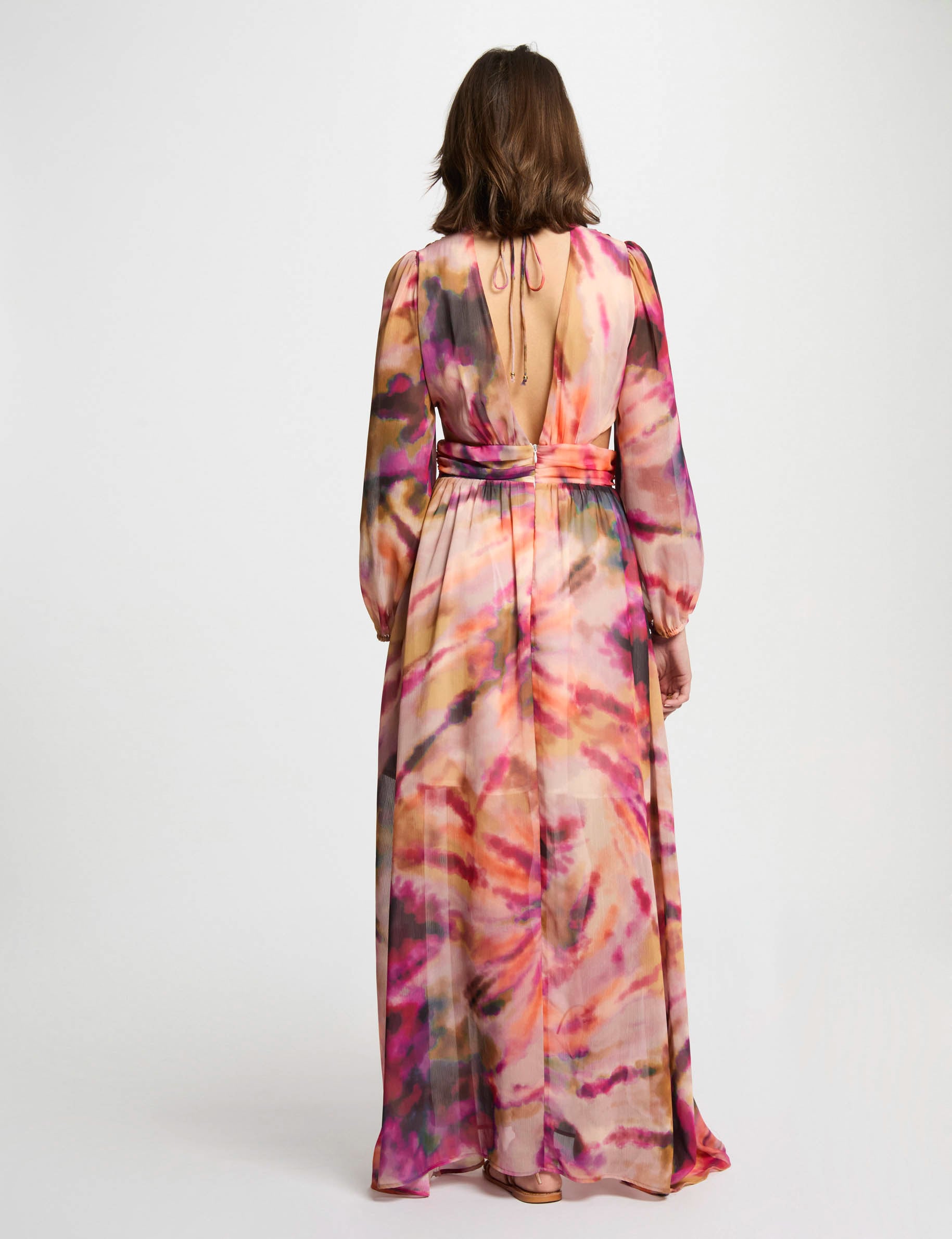 Robe longue droite imprim&eacute;e multicolore femme