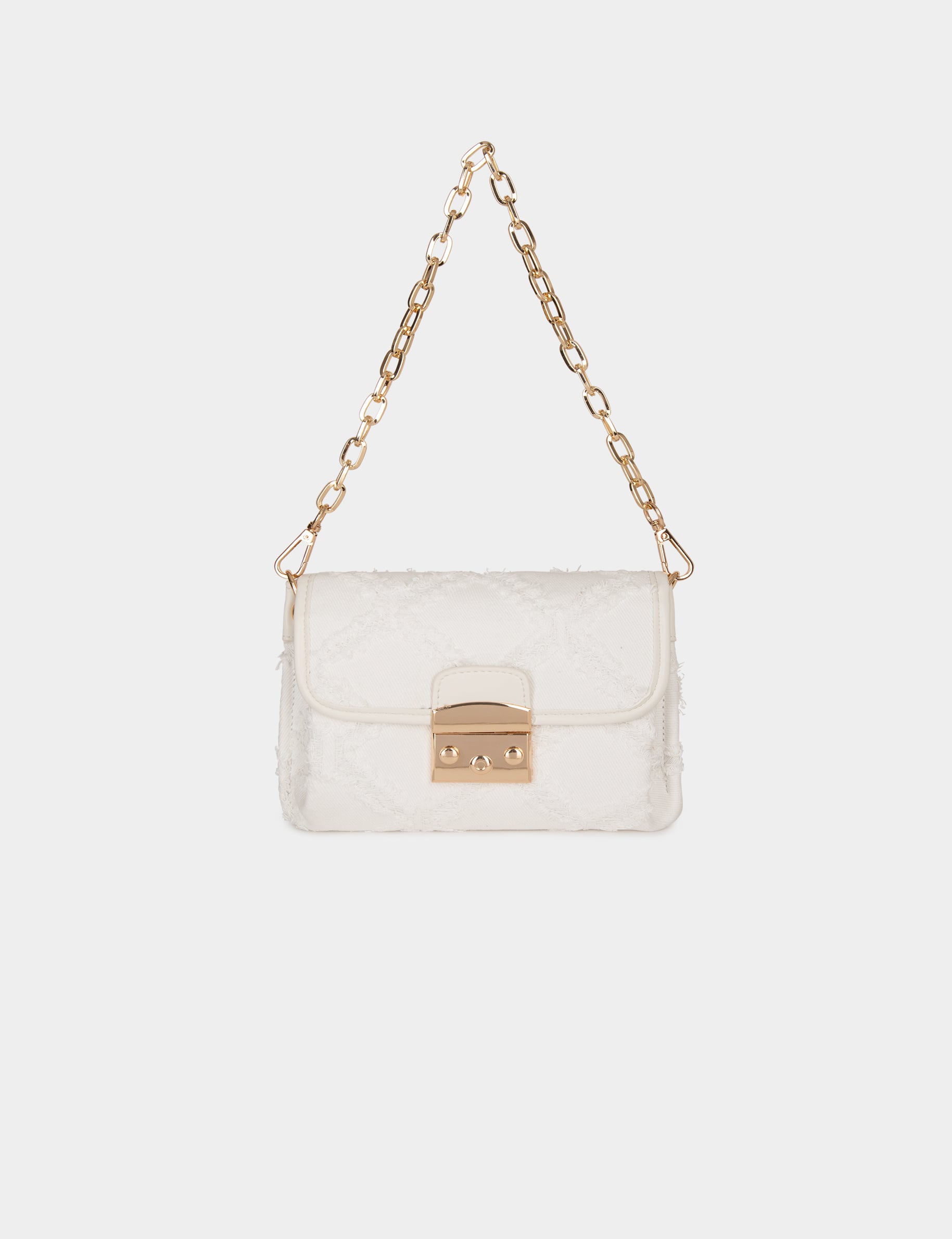 Sac pochette &agrave; franges ivoire femme