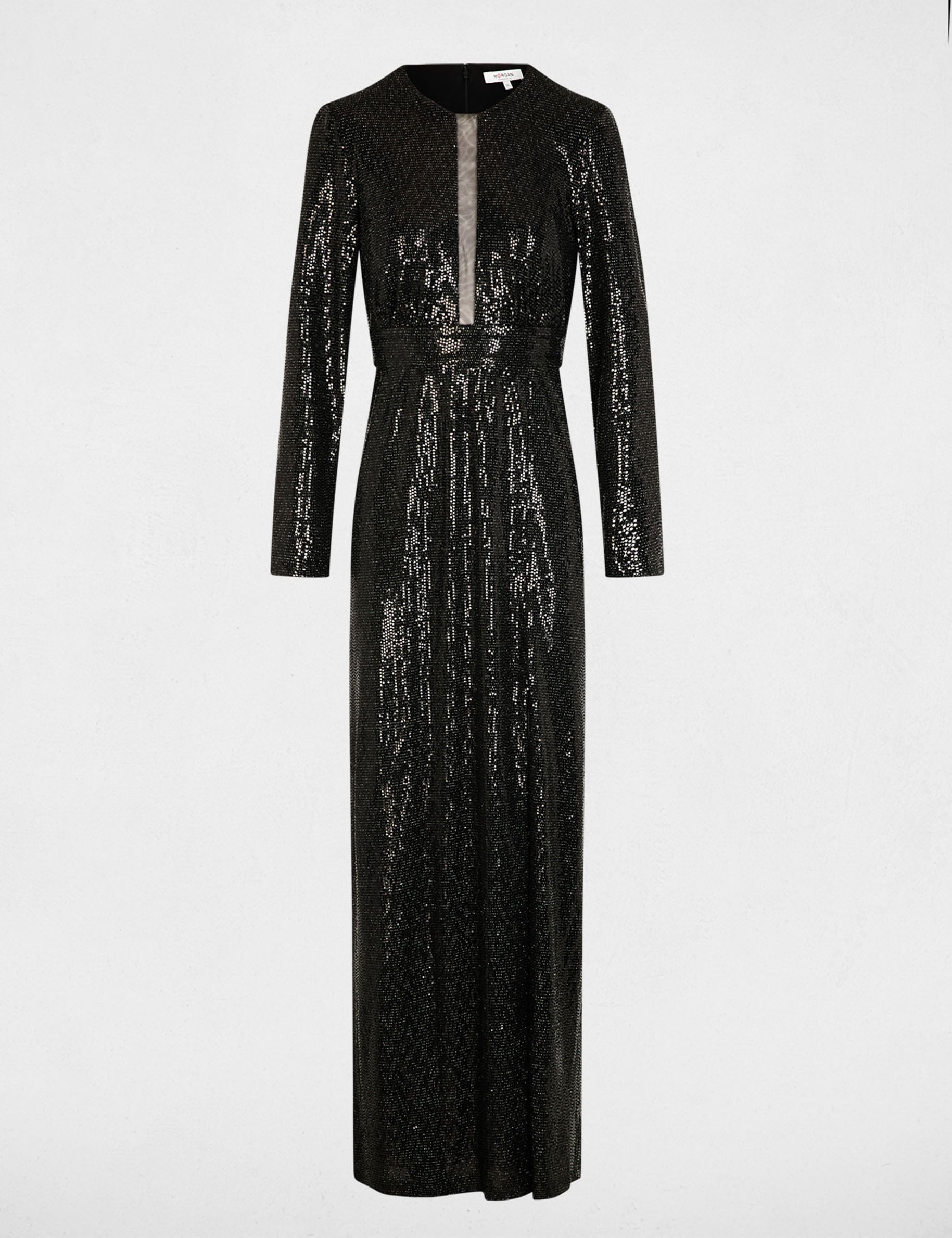 Robe longue manches longues noir femme