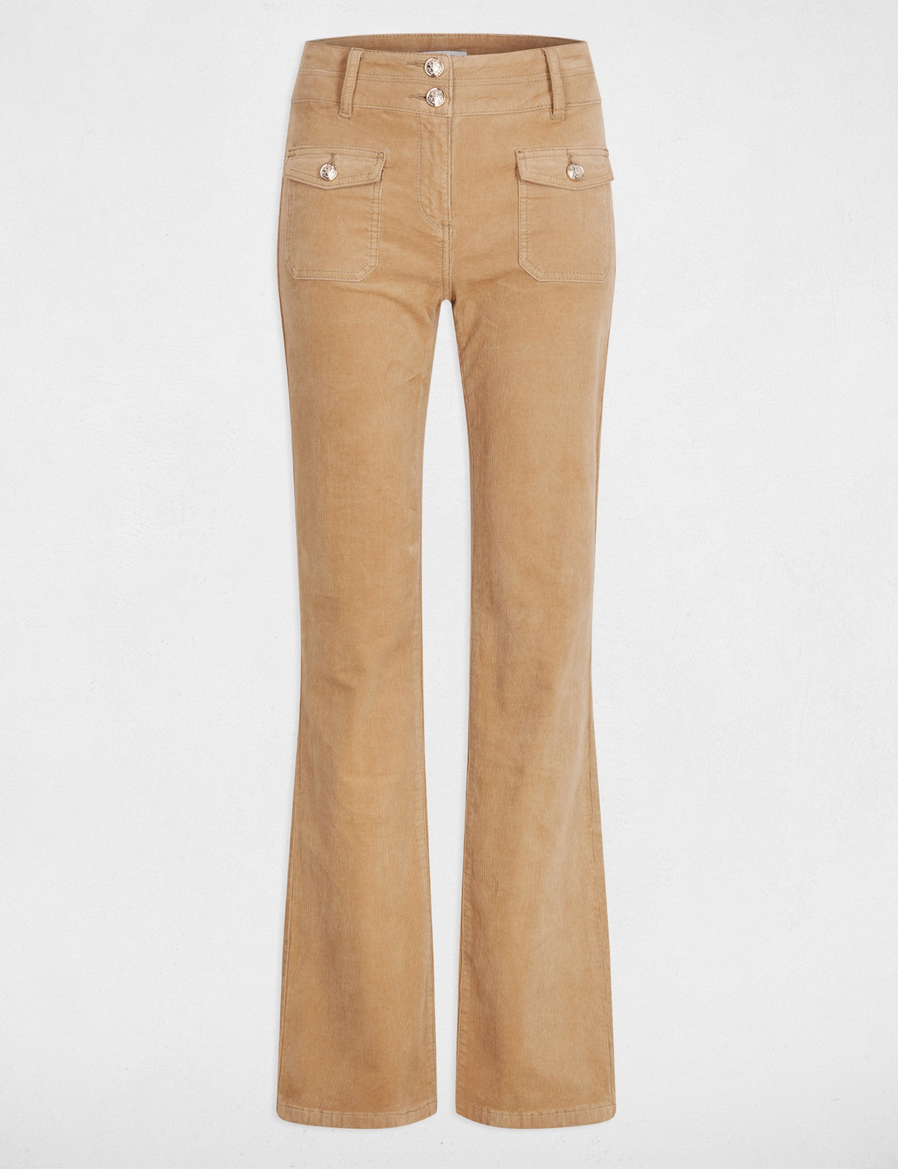 Pantalon ajust&eacute; velours sable femme