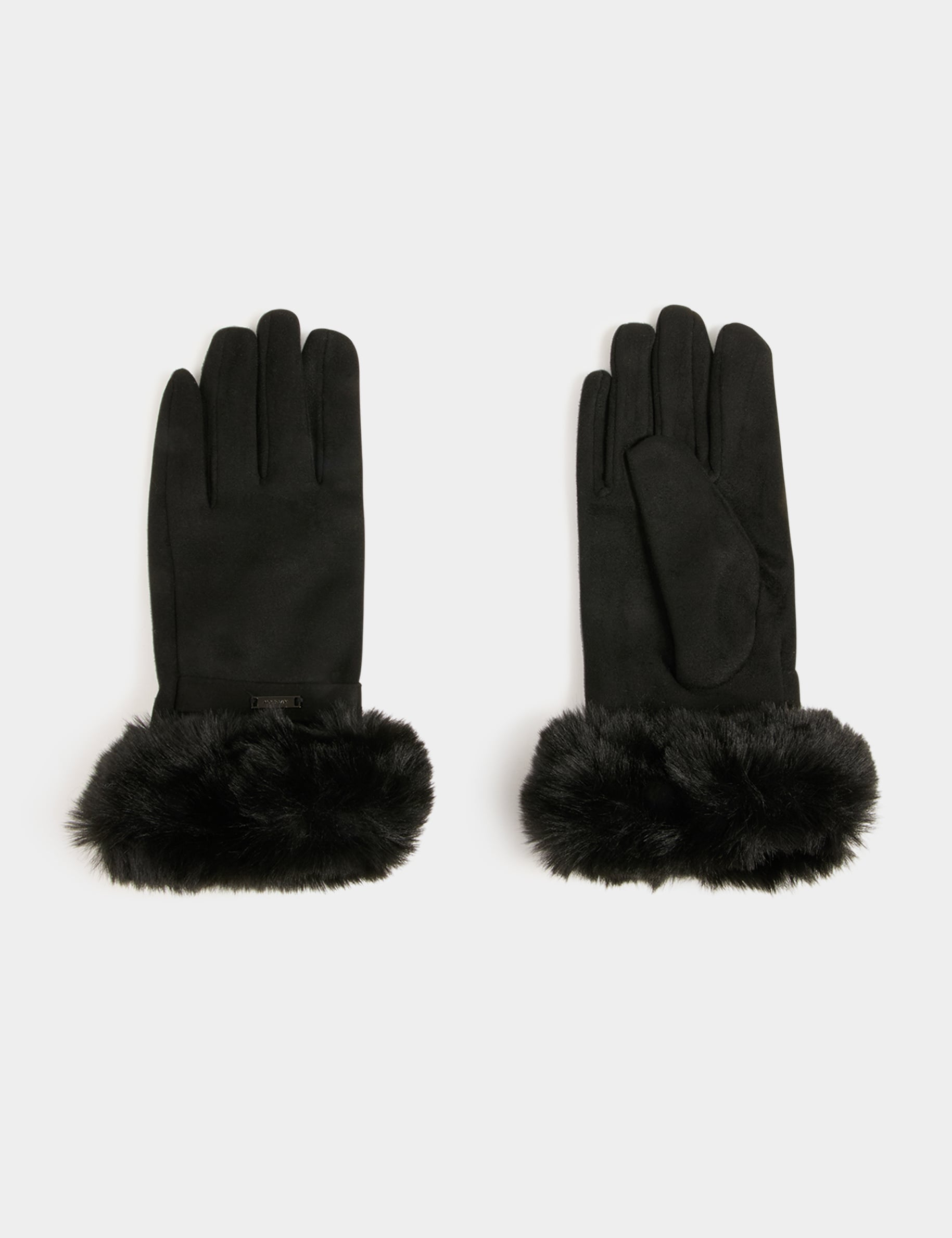Gants d&eacute;tails fourrure noir femme