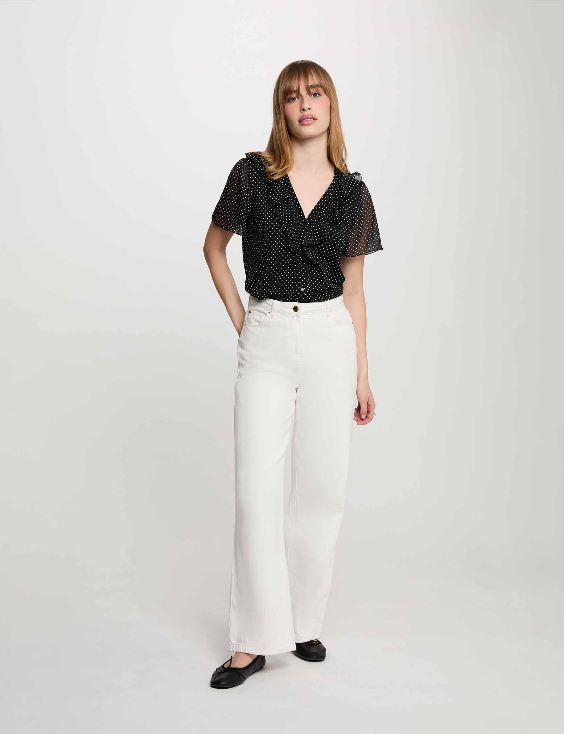 Chemise voile col v noir femme