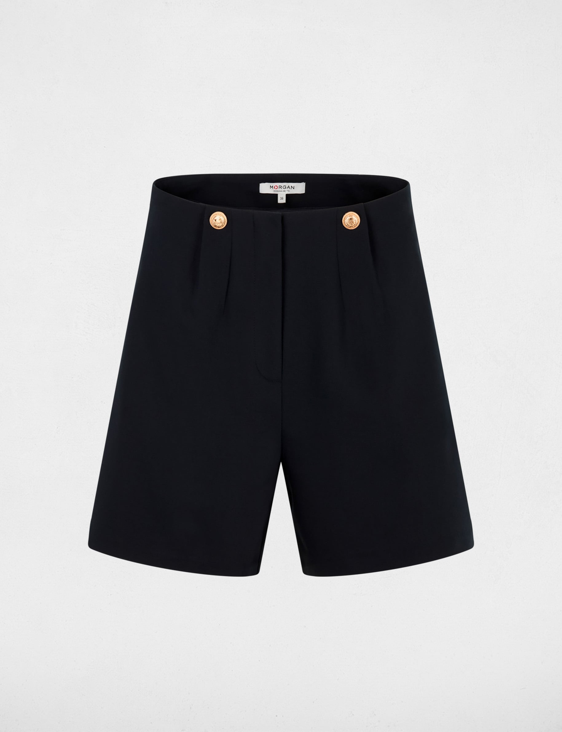 Short taille haute large bleu marine femme
