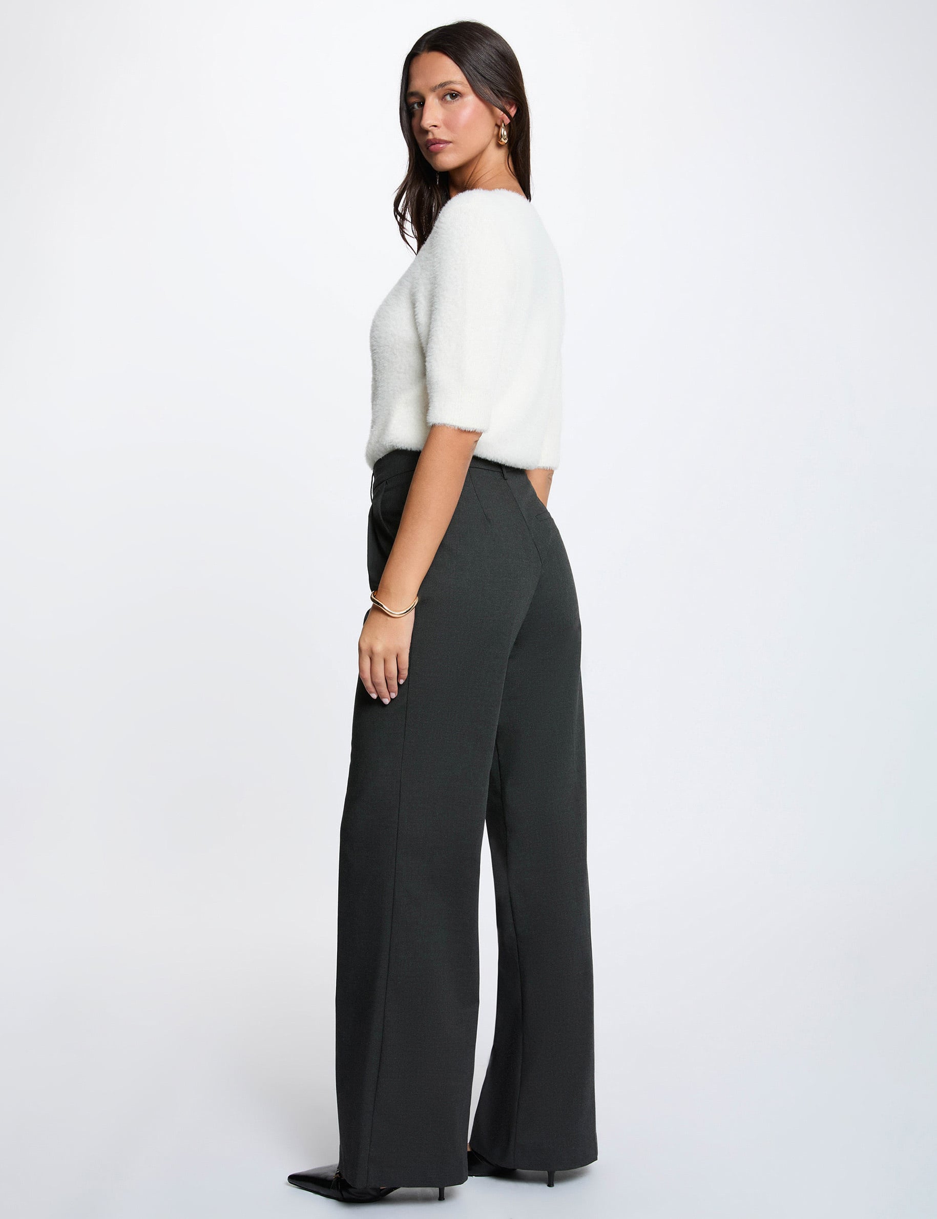 Pull manches courtes ivoire femme
