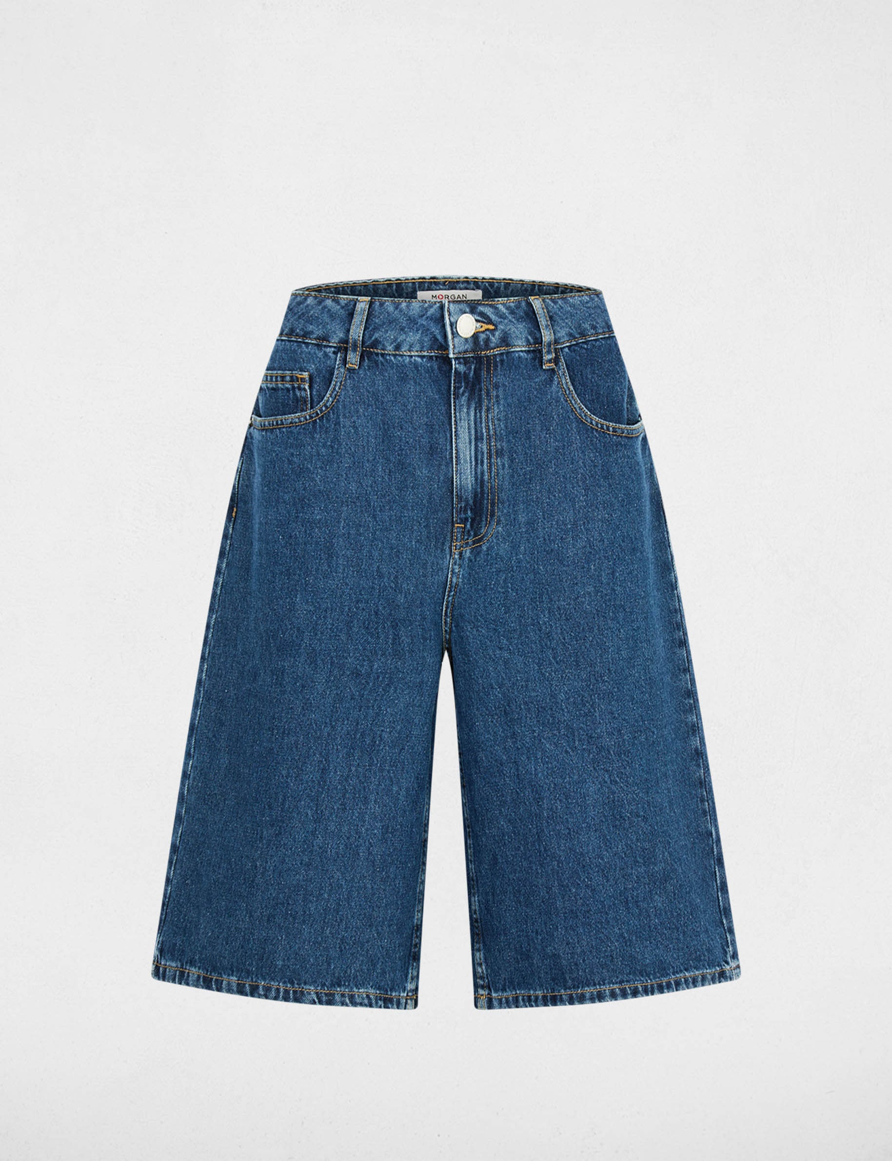 Bermuda taille haute denim brut femme