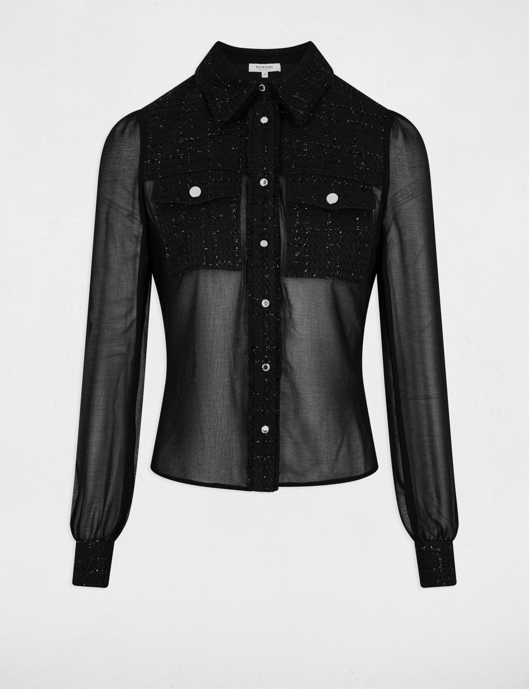 Chemise manches longues noir femme