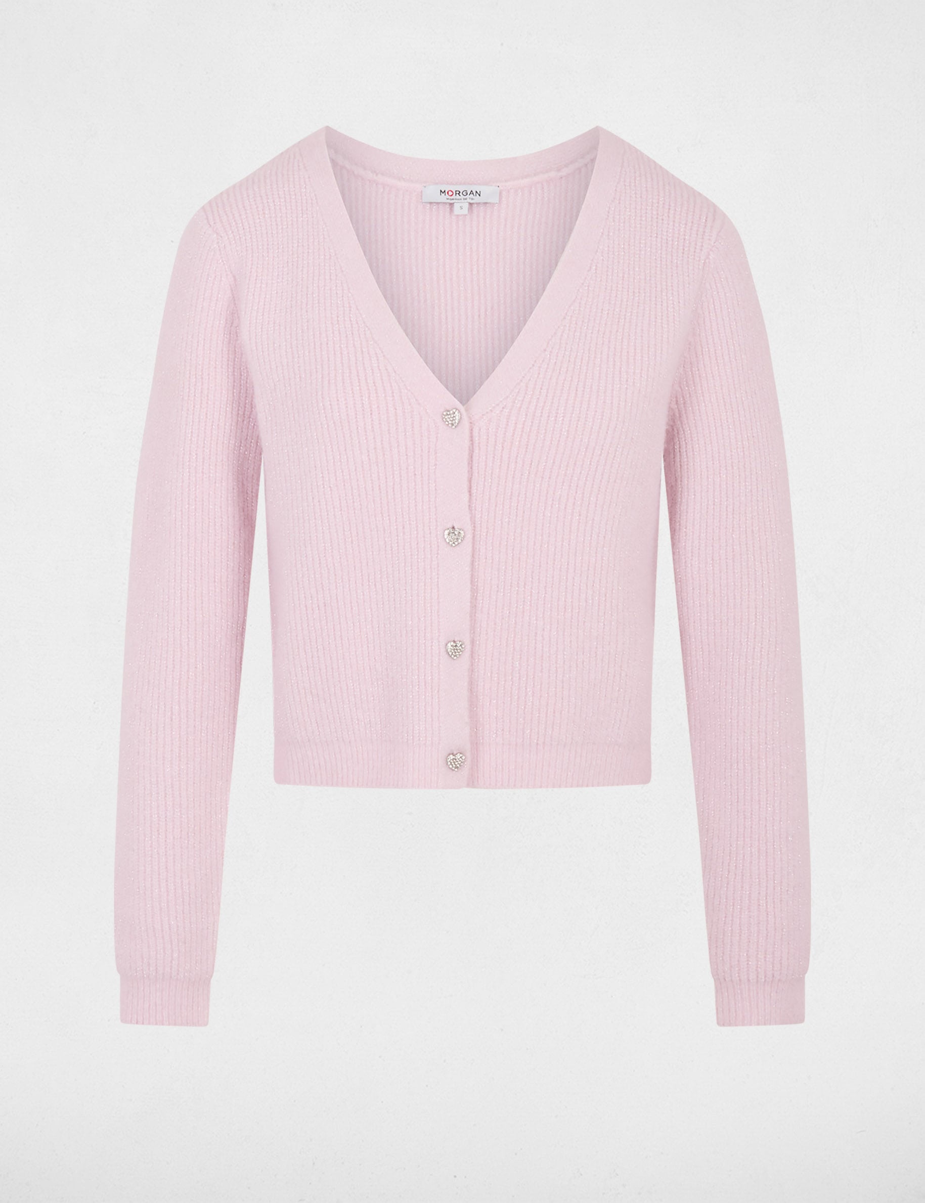Gilet col en V rose pastel femme