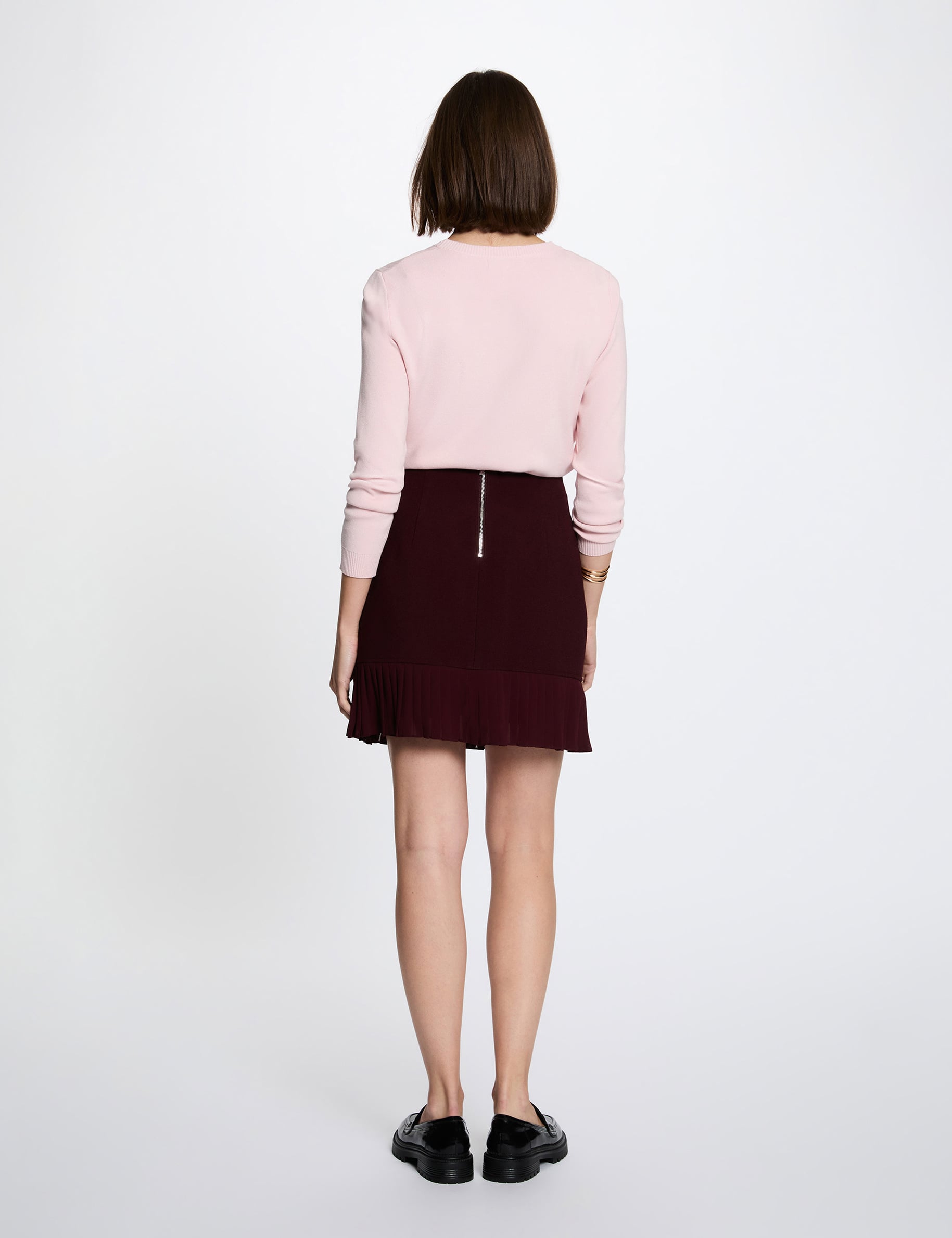 Pull maille relief rose clair femme