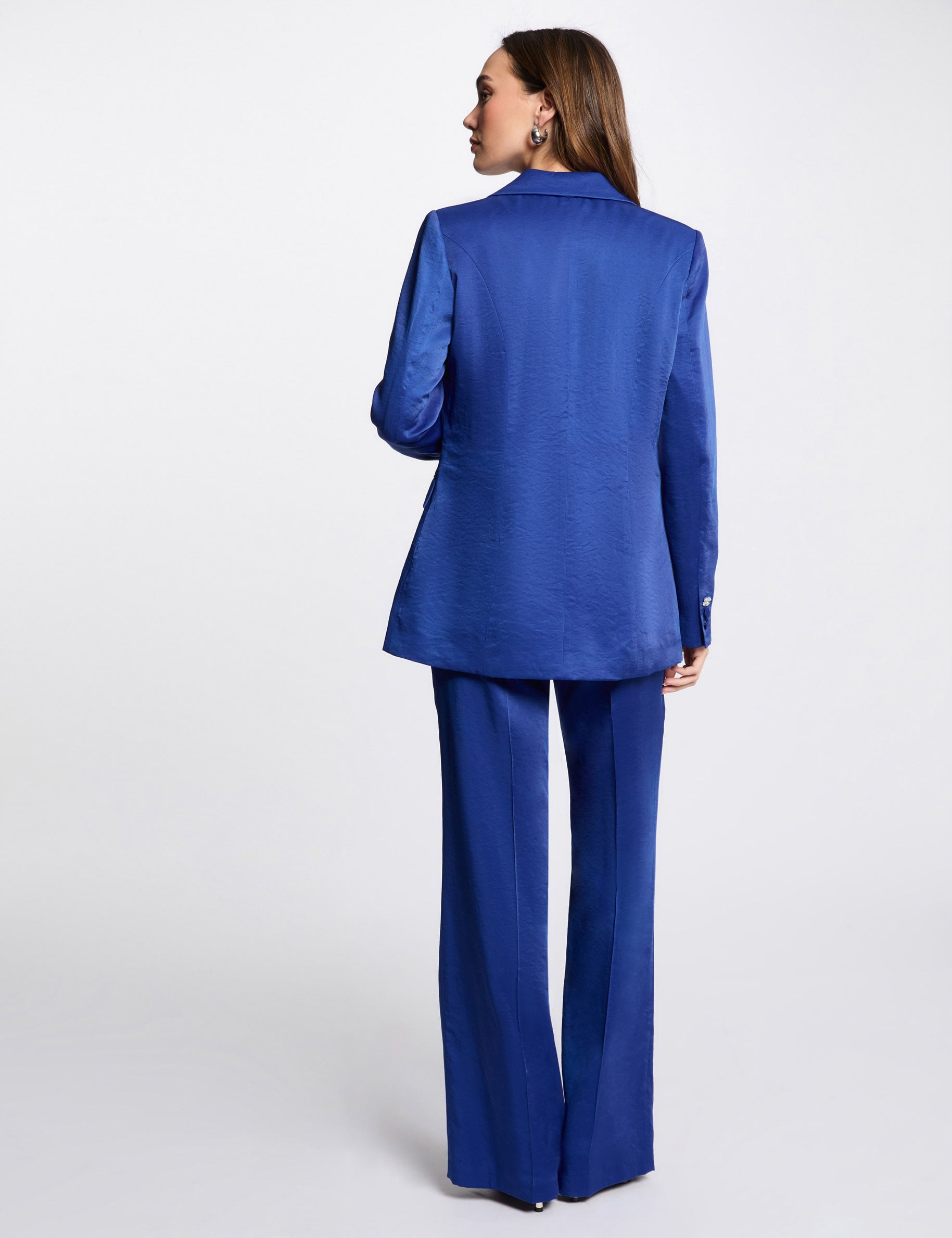 Blazer su&eacute;dine bleu electrique femme