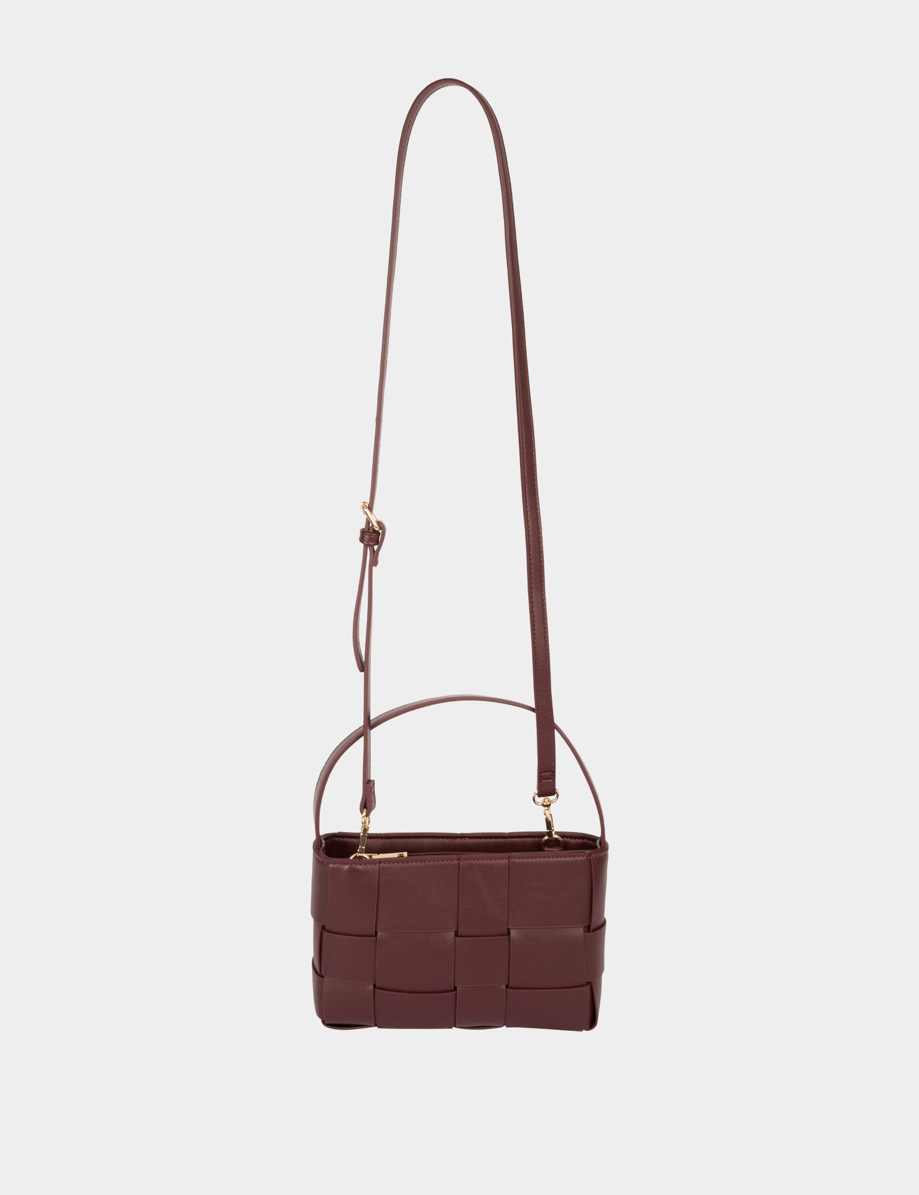Sac tress&eacute; similicuir bordeaux femme