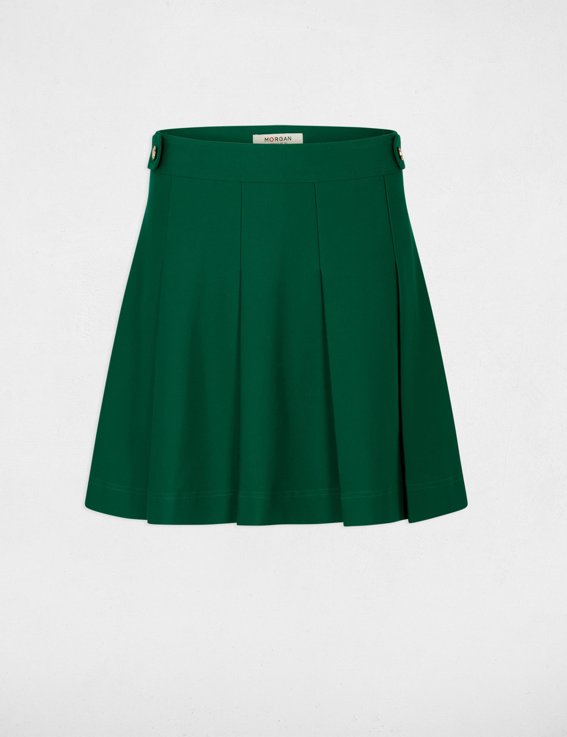 Jupe courte &agrave; plis vert femme