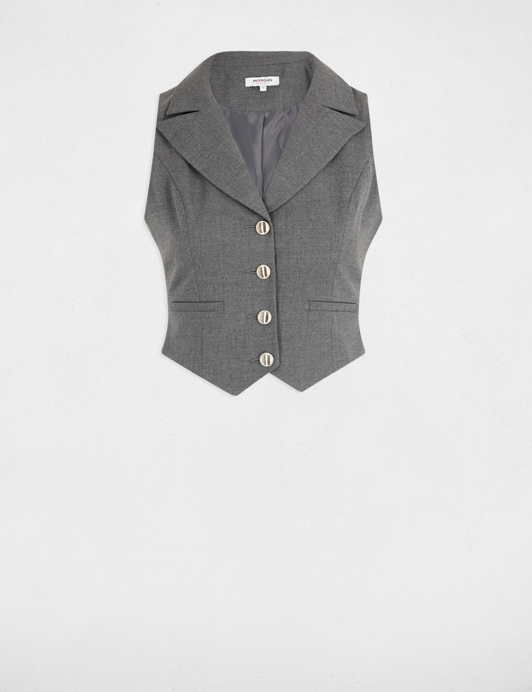 Gilet sans manches ajust&eacute; gris clair femme