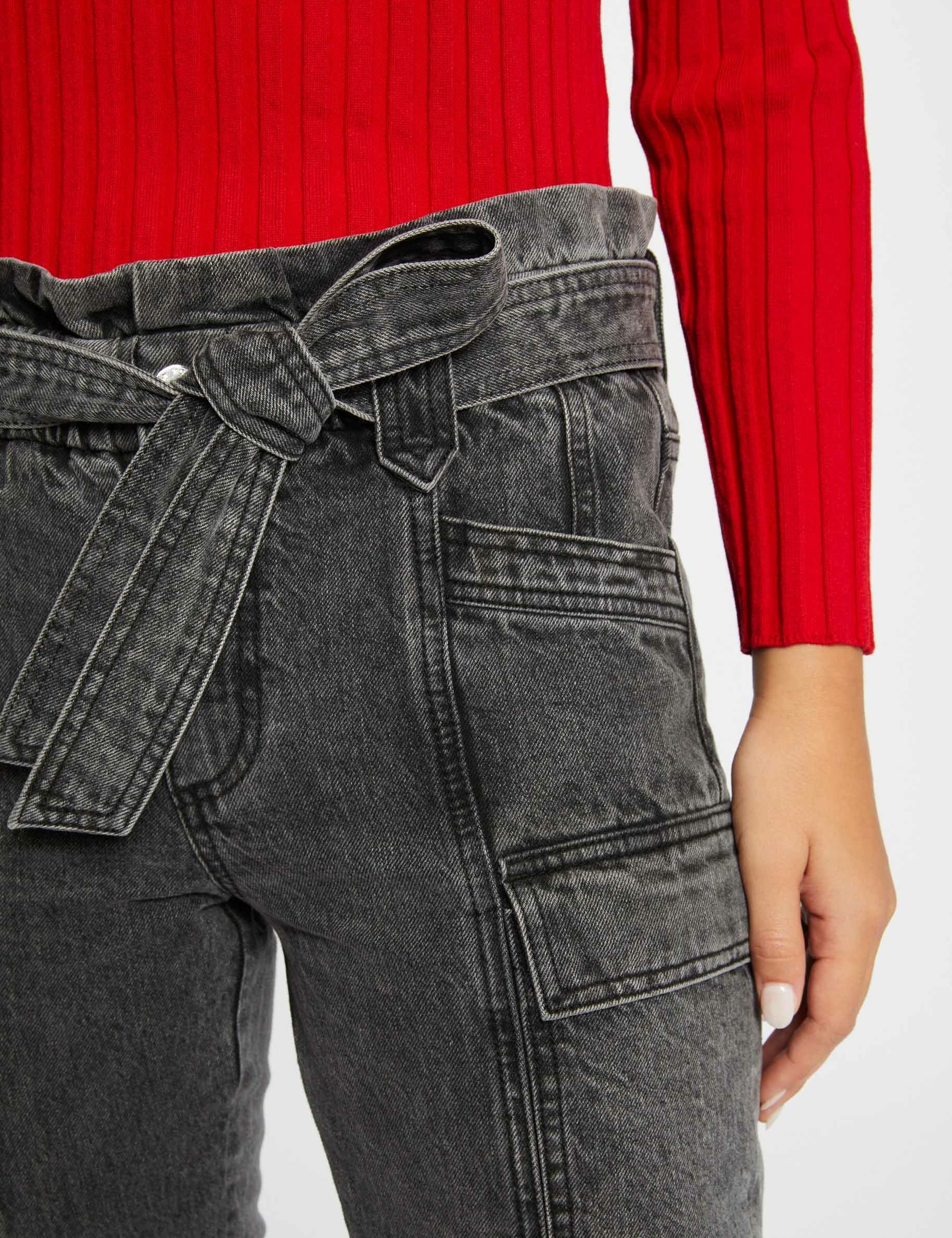 Jeans cargo slim 7/8&egrave;me gris moyen femme