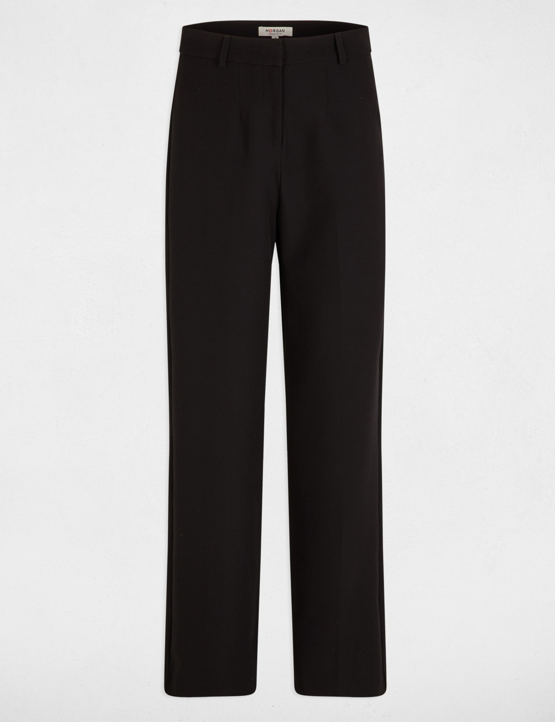 Pantalon droit &agrave; pinces noir femme